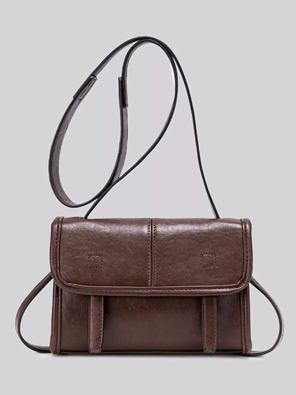 PU Leather Messenger Crossbody Bag with Flap Closure - SuzRevera