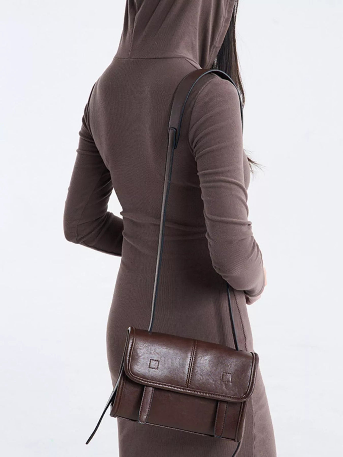 PU Leather Messenger Crossbody Bag with Flap Closure - SuzRevera