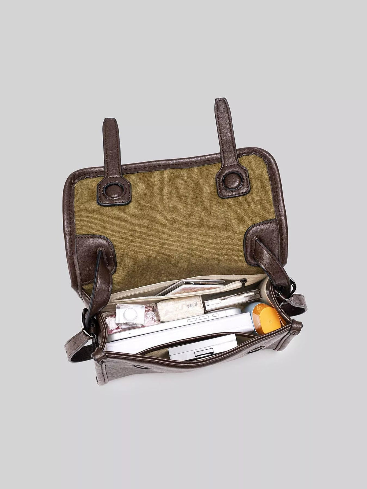 PU Leather Messenger Crossbody Bag with Flap Closure - SuzRevera