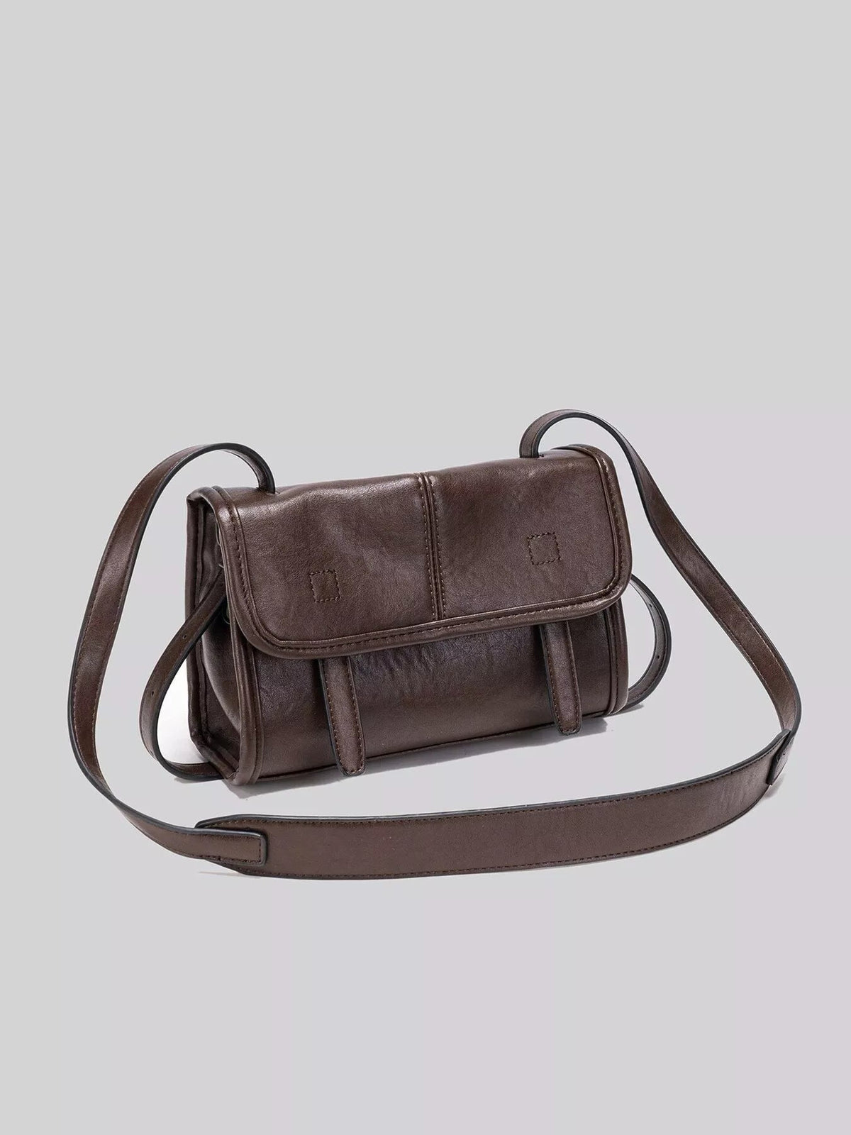 PU Leather Messenger Crossbody Bag with Flap Closure - SuzRevera