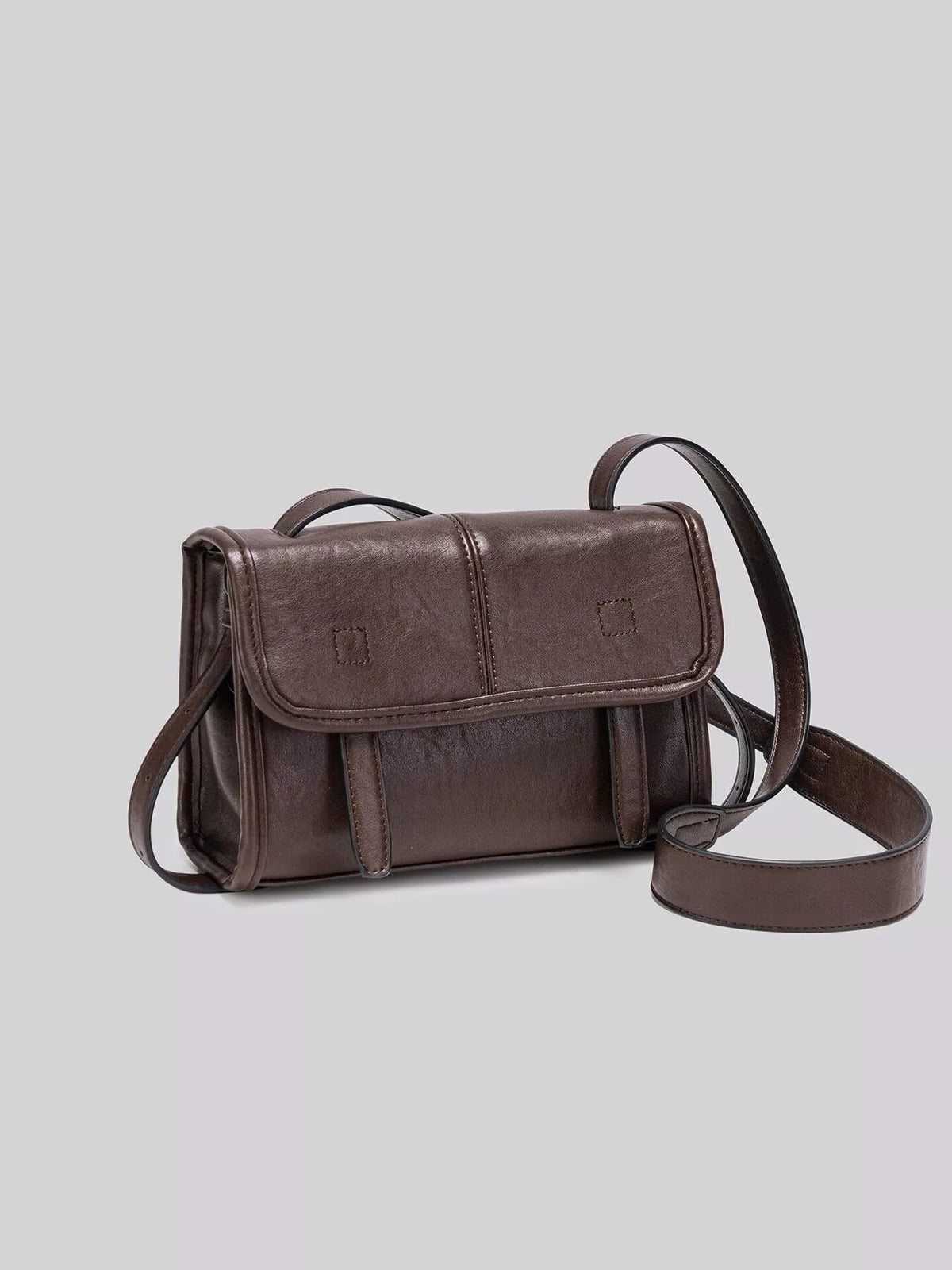 PU Leather Messenger Crossbody Bag with Flap Closure - SuzRevera