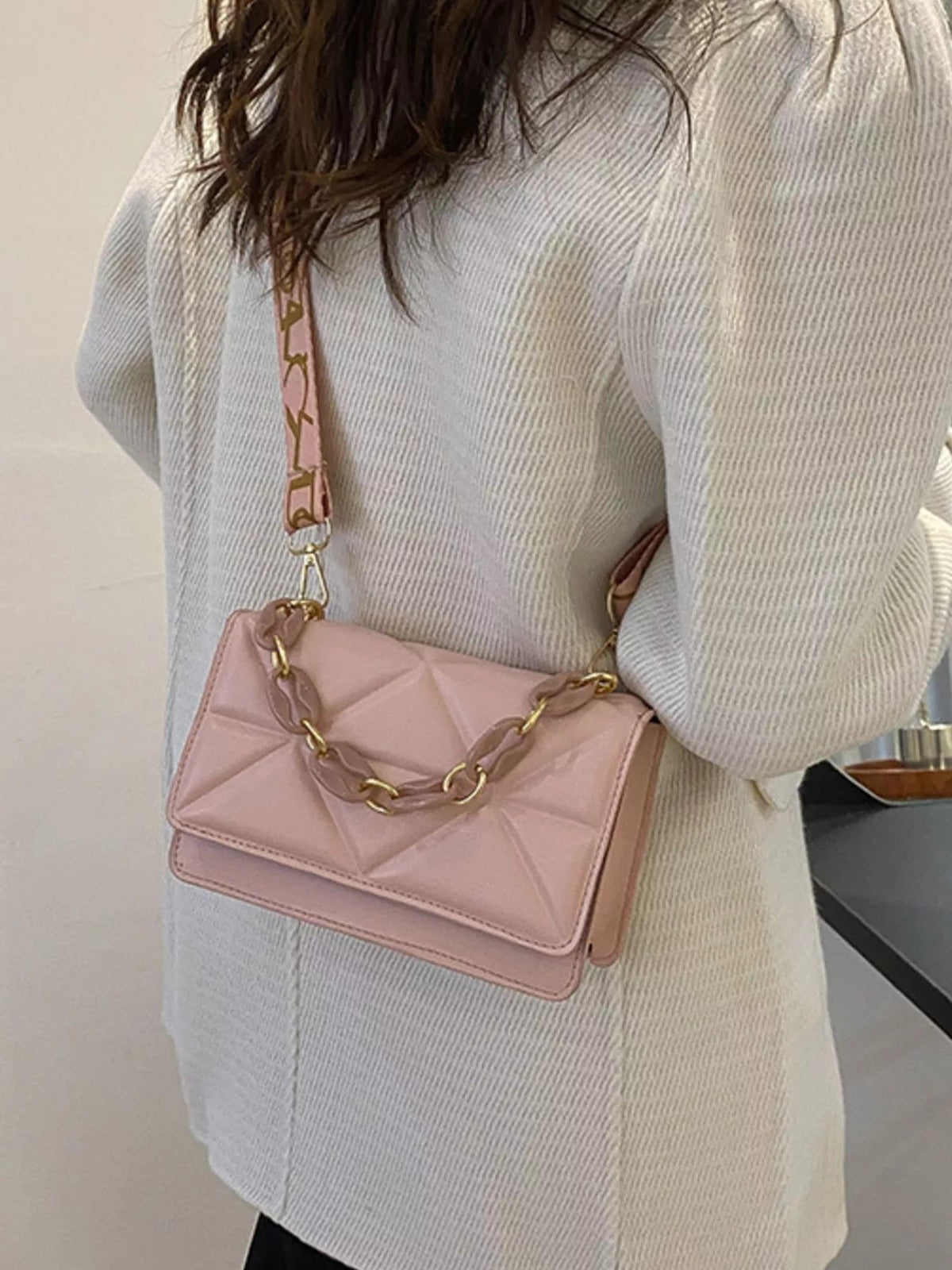 Quilted Adjustable Strap Crossbody Bag - SuzRevera