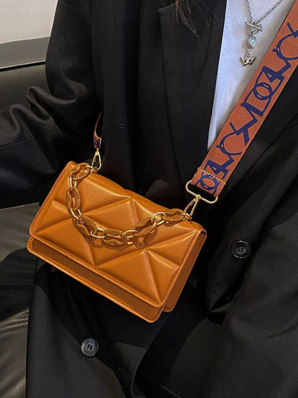 Quilted Adjustable Strap Crossbody Bag - SuzRevera