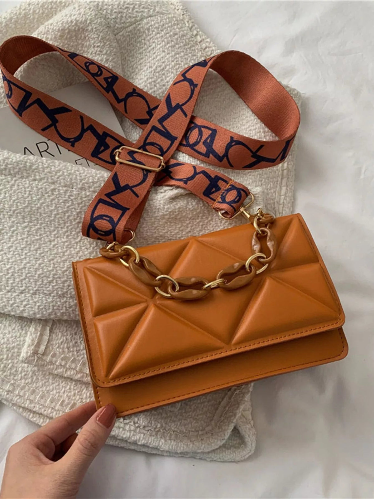 Quilted Adjustable Strap Crossbody Bag - SuzRevera