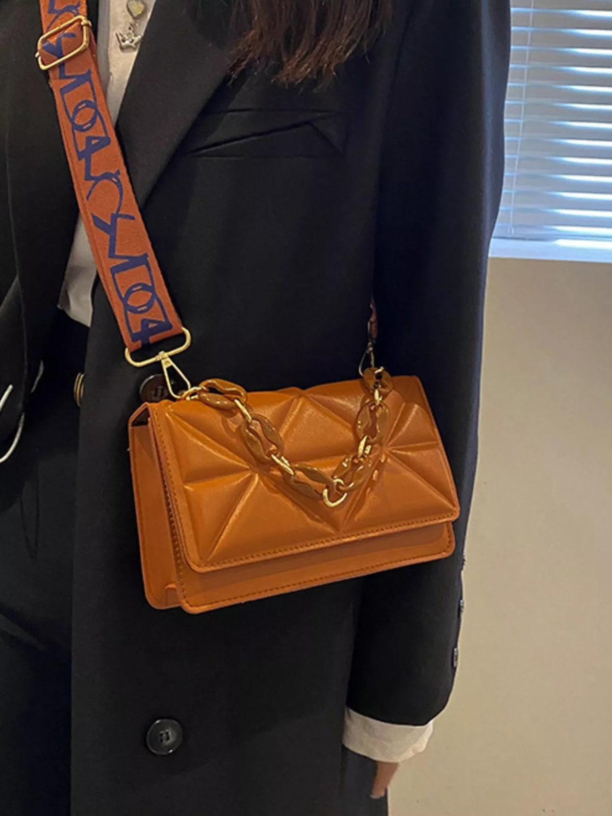 Quilted Adjustable Strap Crossbody Bag - SuzRevera