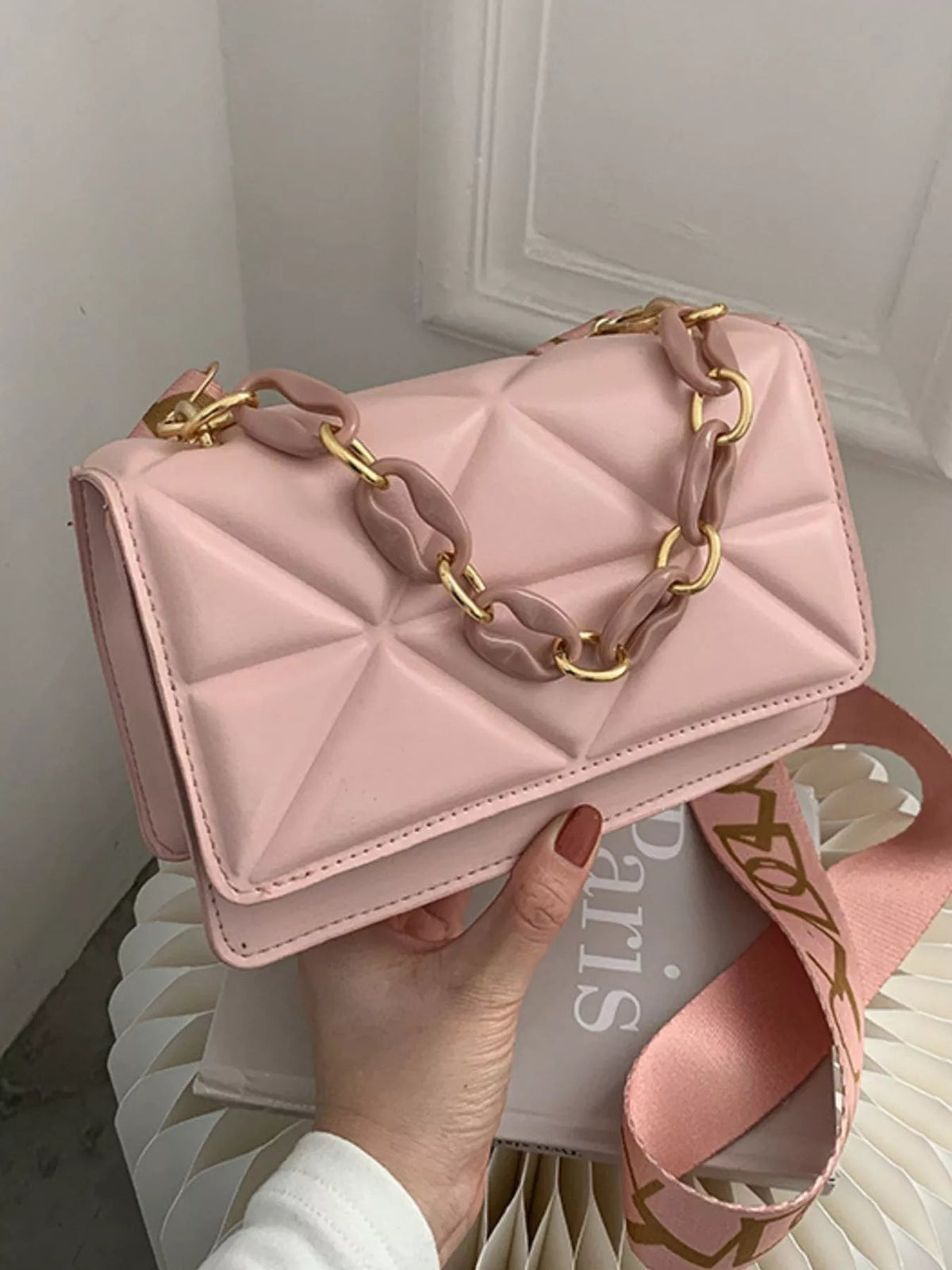 Quilted Adjustable Strap Crossbody Bag - SuzRevera