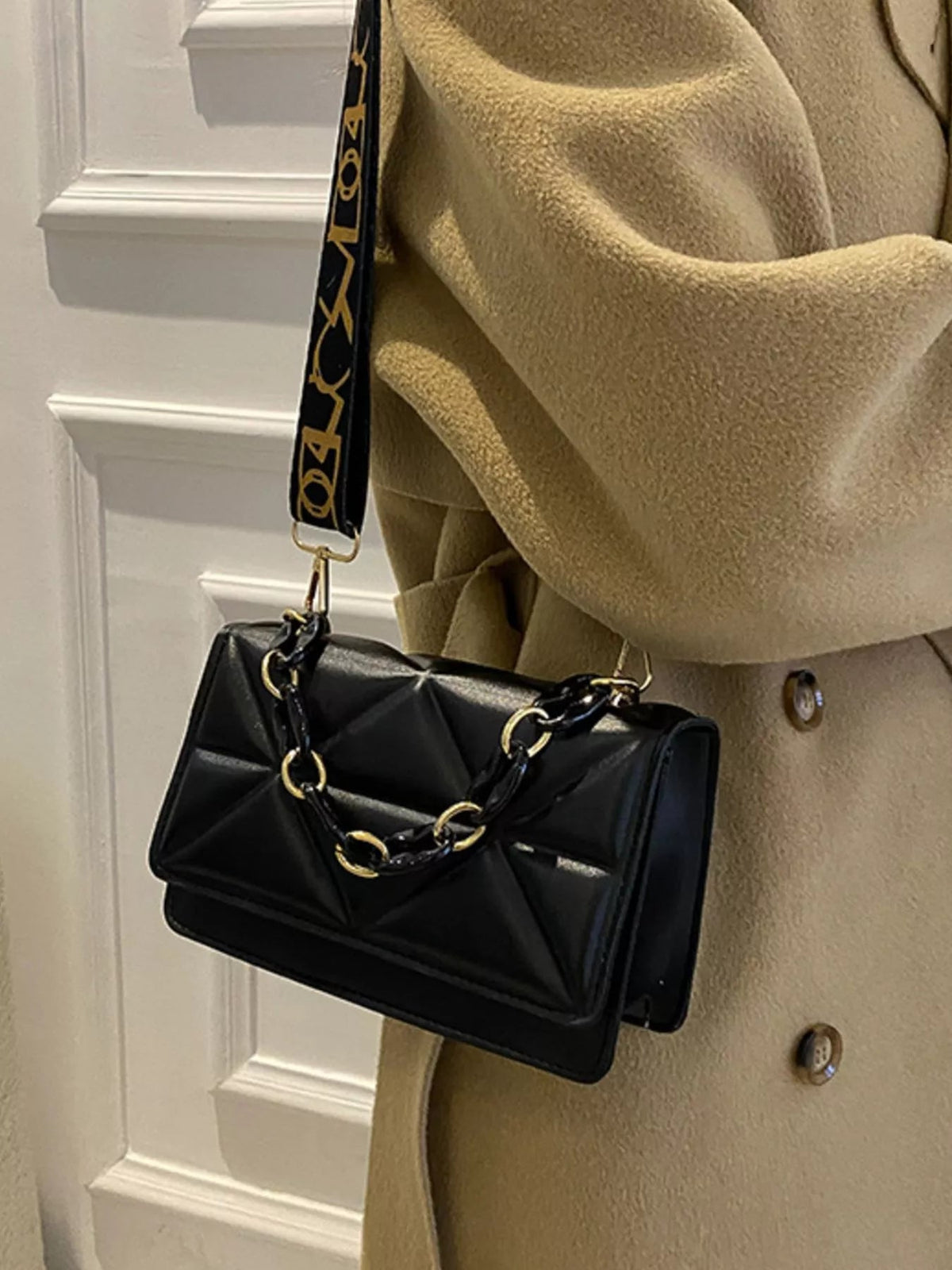 Quilted Adjustable Strap Crossbody Bag - SuzRevera