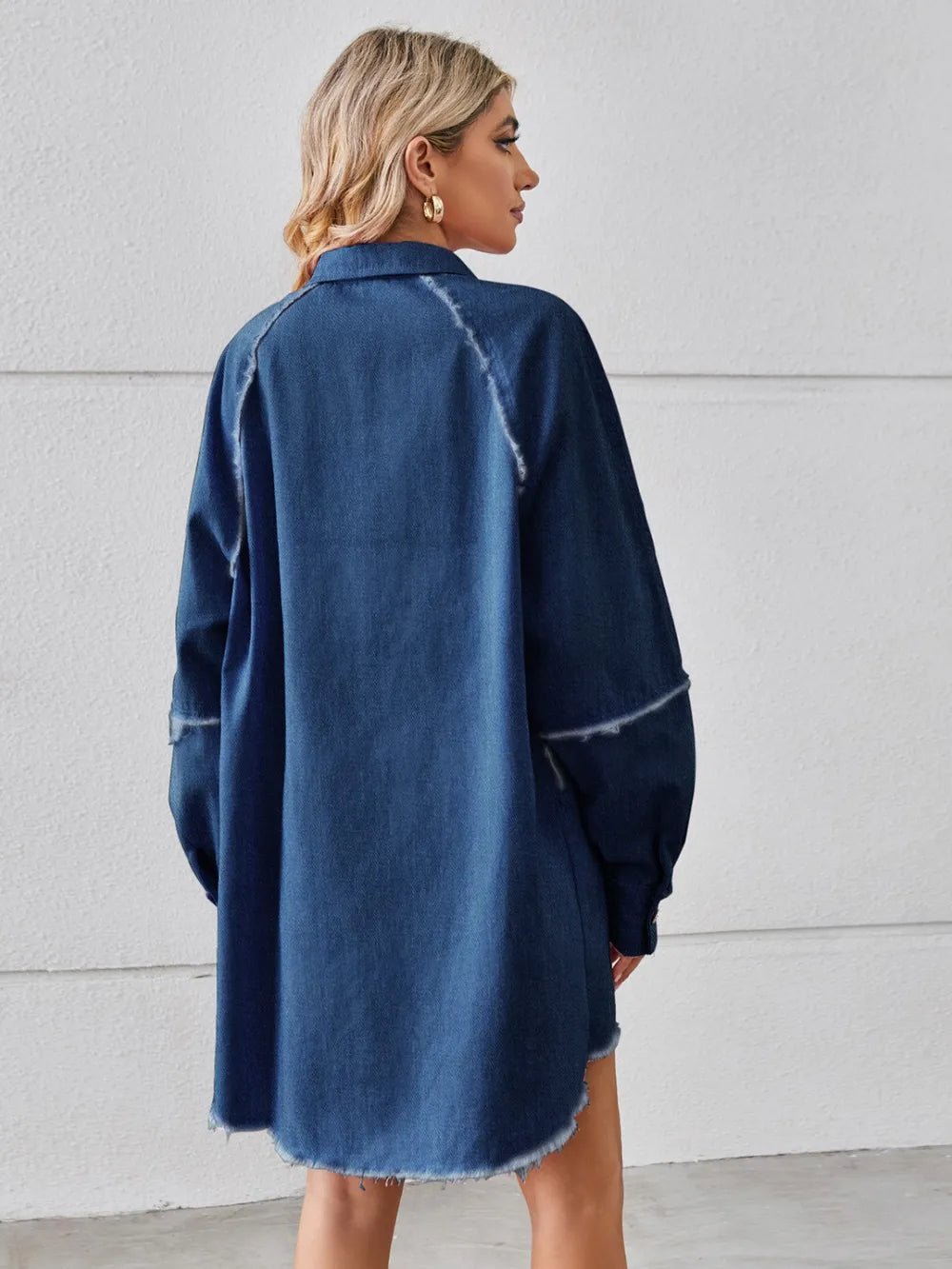 Raw Hem Button Up Denim Dress - SuzRevera