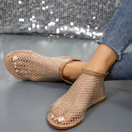 Rhinestone Round Toe Sandals - SuzRevera