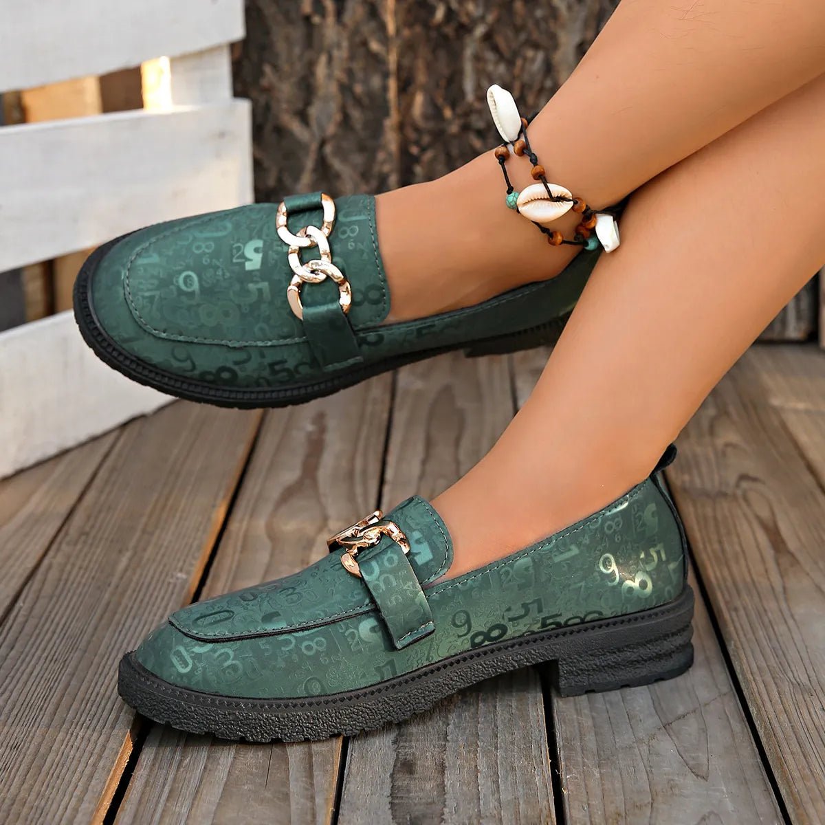 Round Toe Block Heels Loafers - SuzRevera