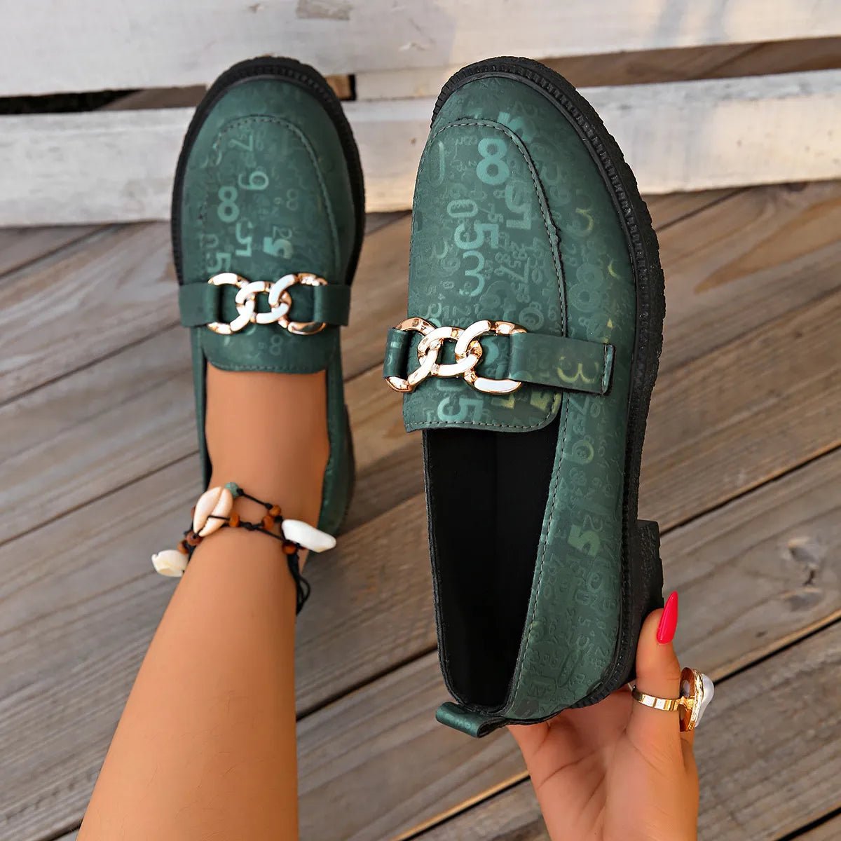 Round Toe Block Heels Loafers - SuzRevera