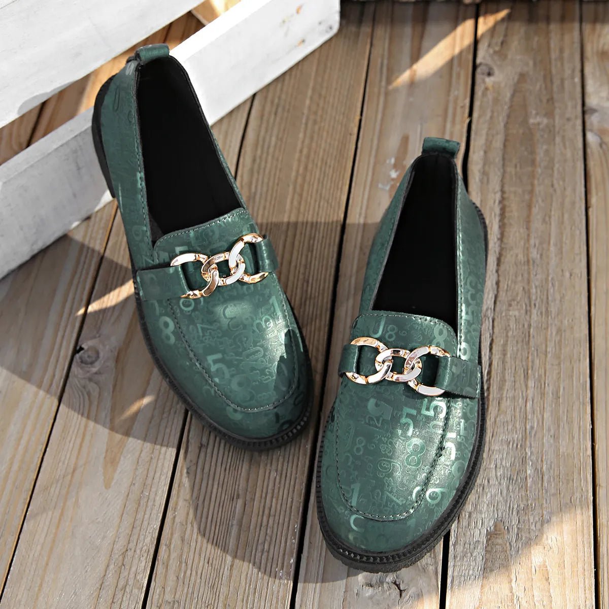 Round Toe Block Heels Loafers - SuzRevera