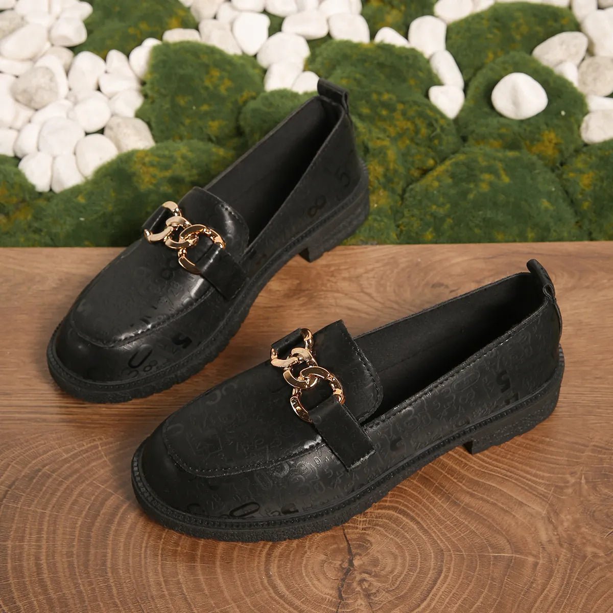 Round Toe Block Heels Loafers - SuzRevera