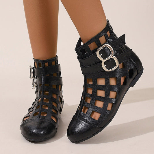 Round Toe Cutout Boots - SuzRevera