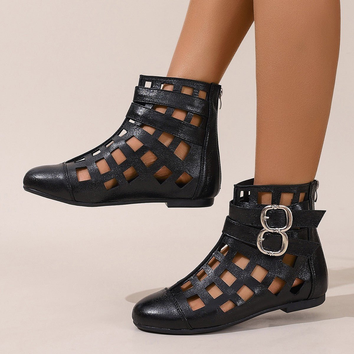 Round Toe Cutout Boots - SuzRevera