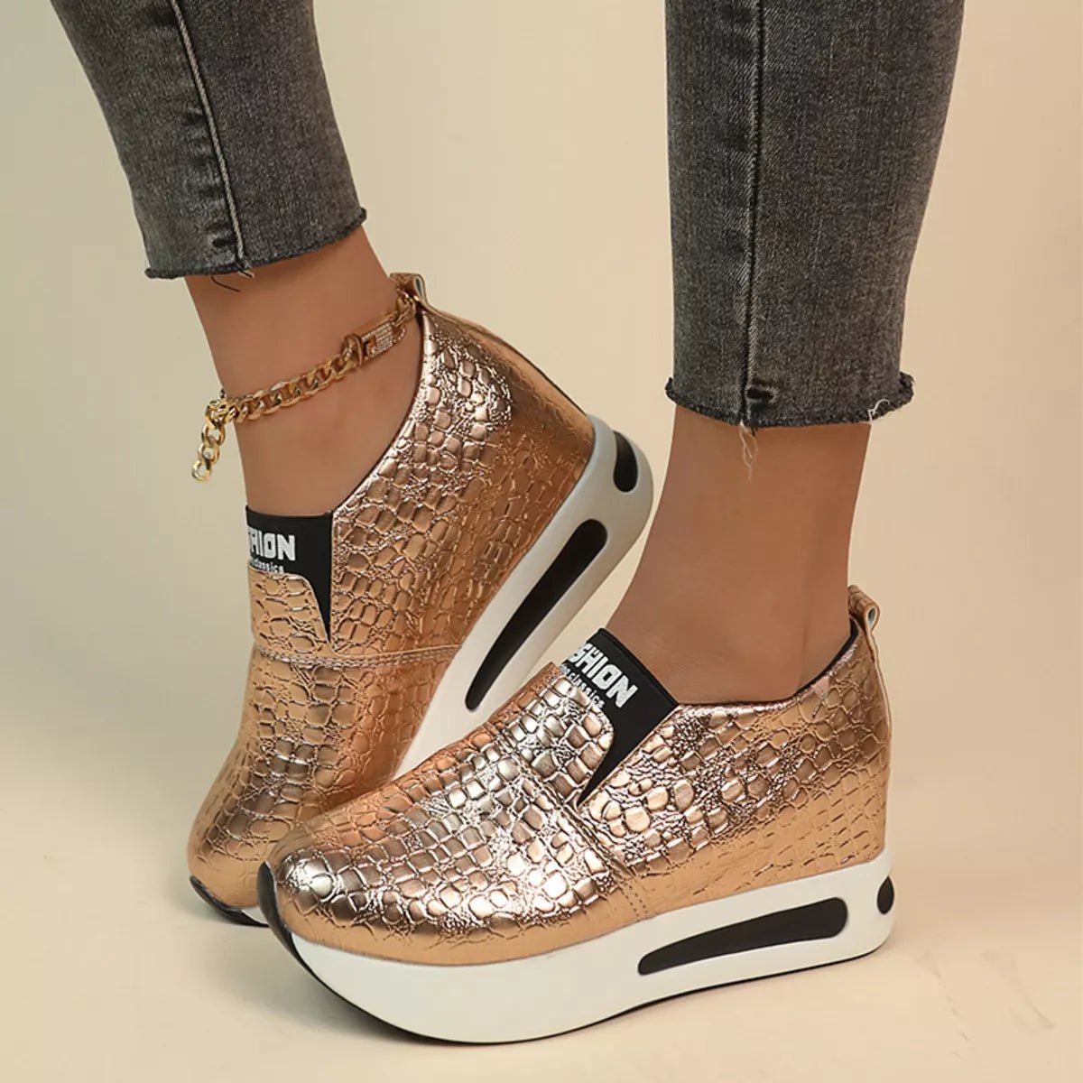 Round Toe Platform Slip - Ons - SuzRevera