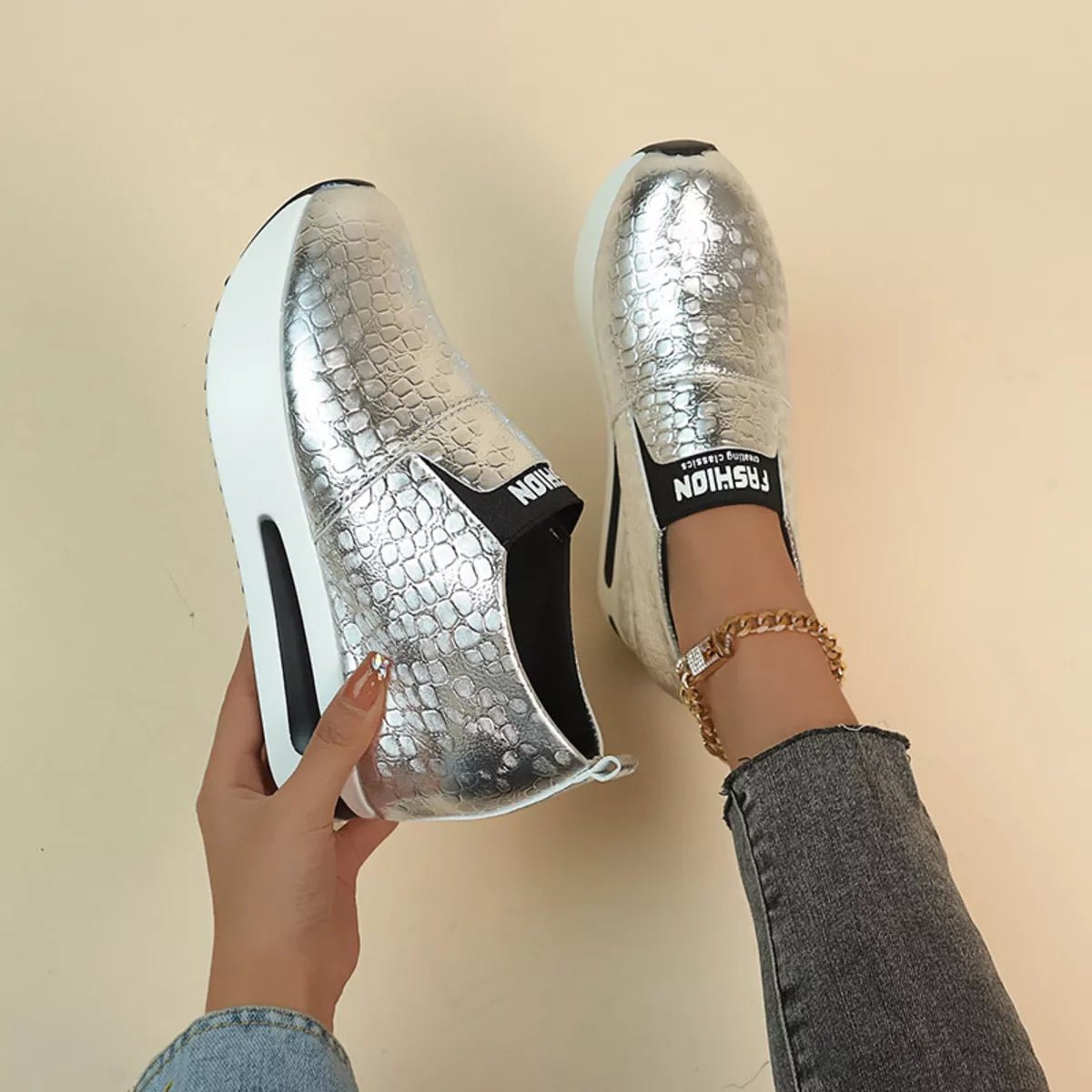 Round Toe Platform Slip - Ons - SuzRevera