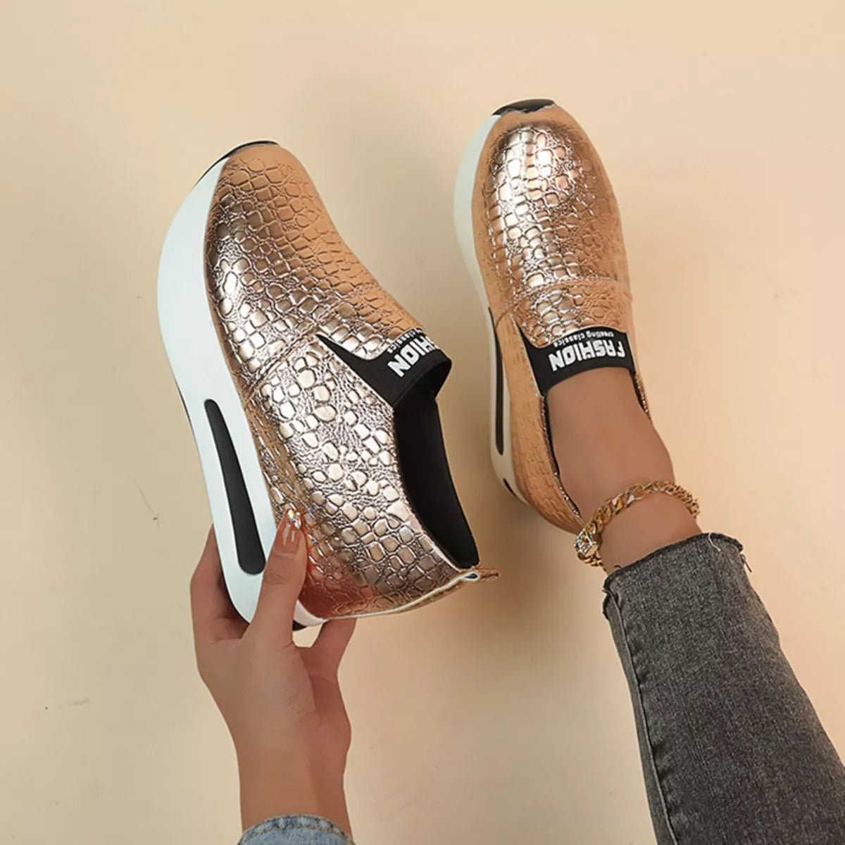Round Toe Platform Slip - Ons - SuzRevera