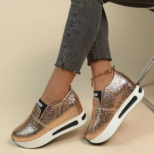 Round Toe Platform Slip - Ons - SuzRevera