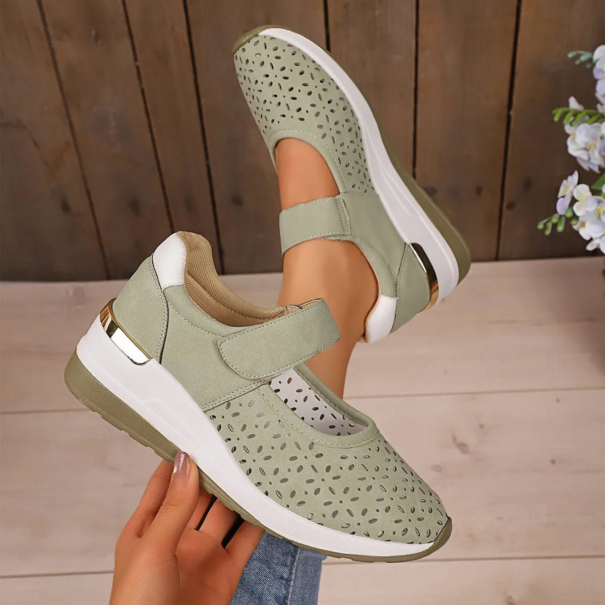 Round Toe Wedge Sneakers - SuzRevera