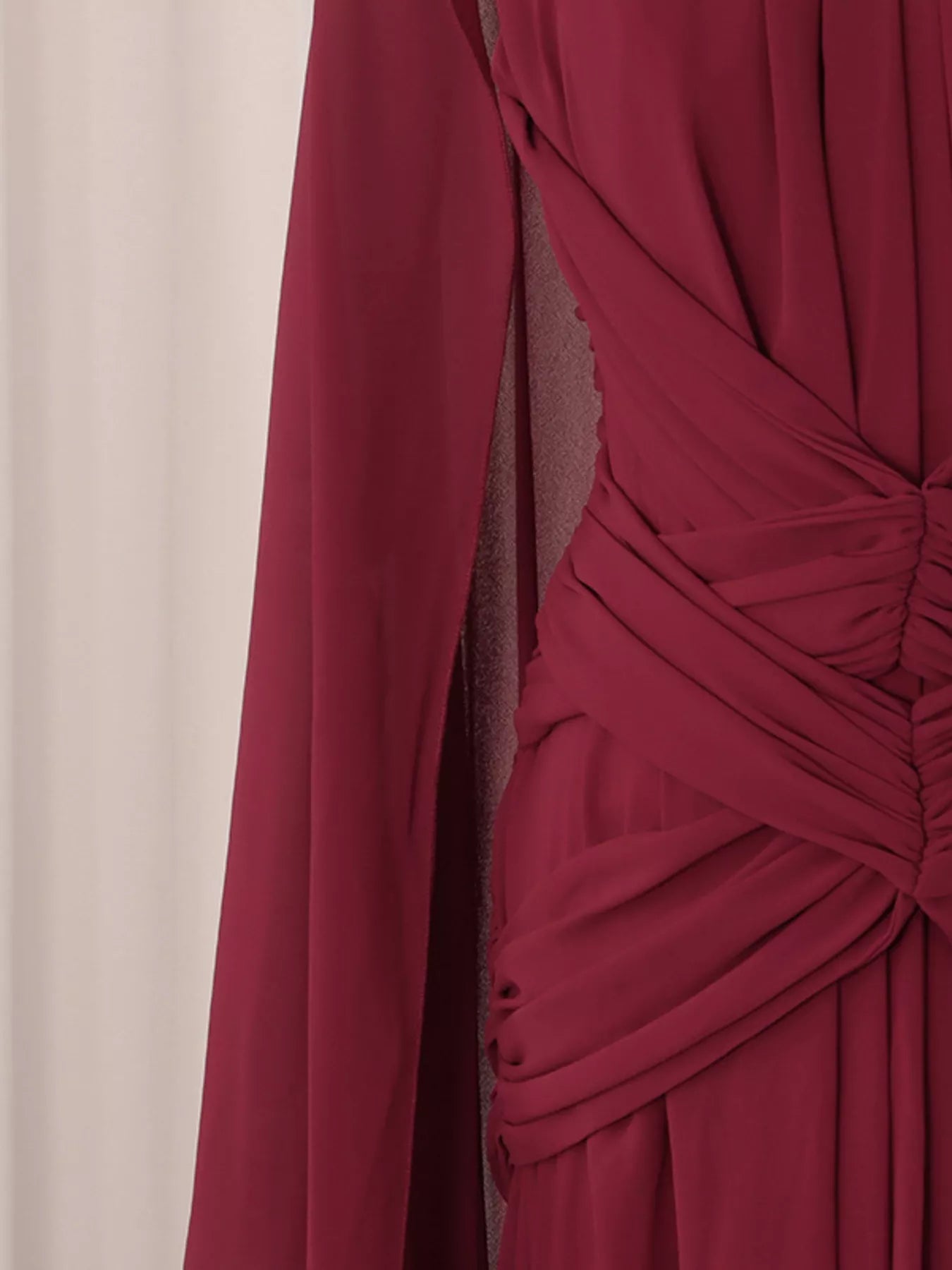 Ruched Halter Neck Cape Maxi Dress - SuzRevera