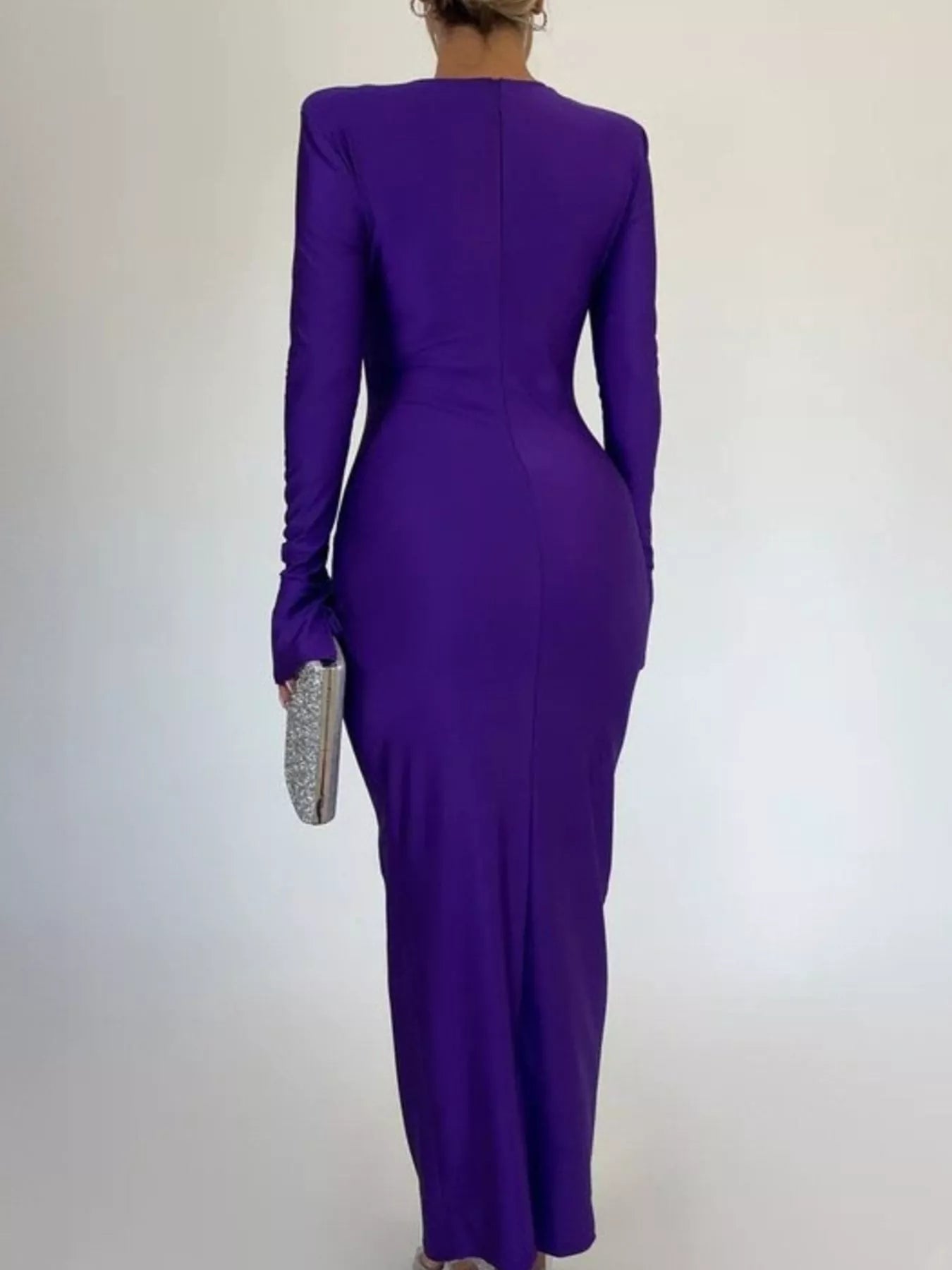 Ruched Long Sleeve Bodycon Maxi Dress - SuzRevera