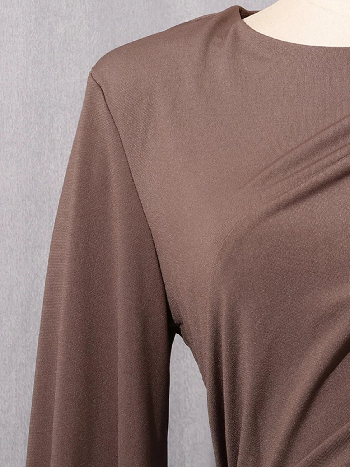 Ruched Long-Sleeve Maxi Dress with Cutout Detail - SuzRevera