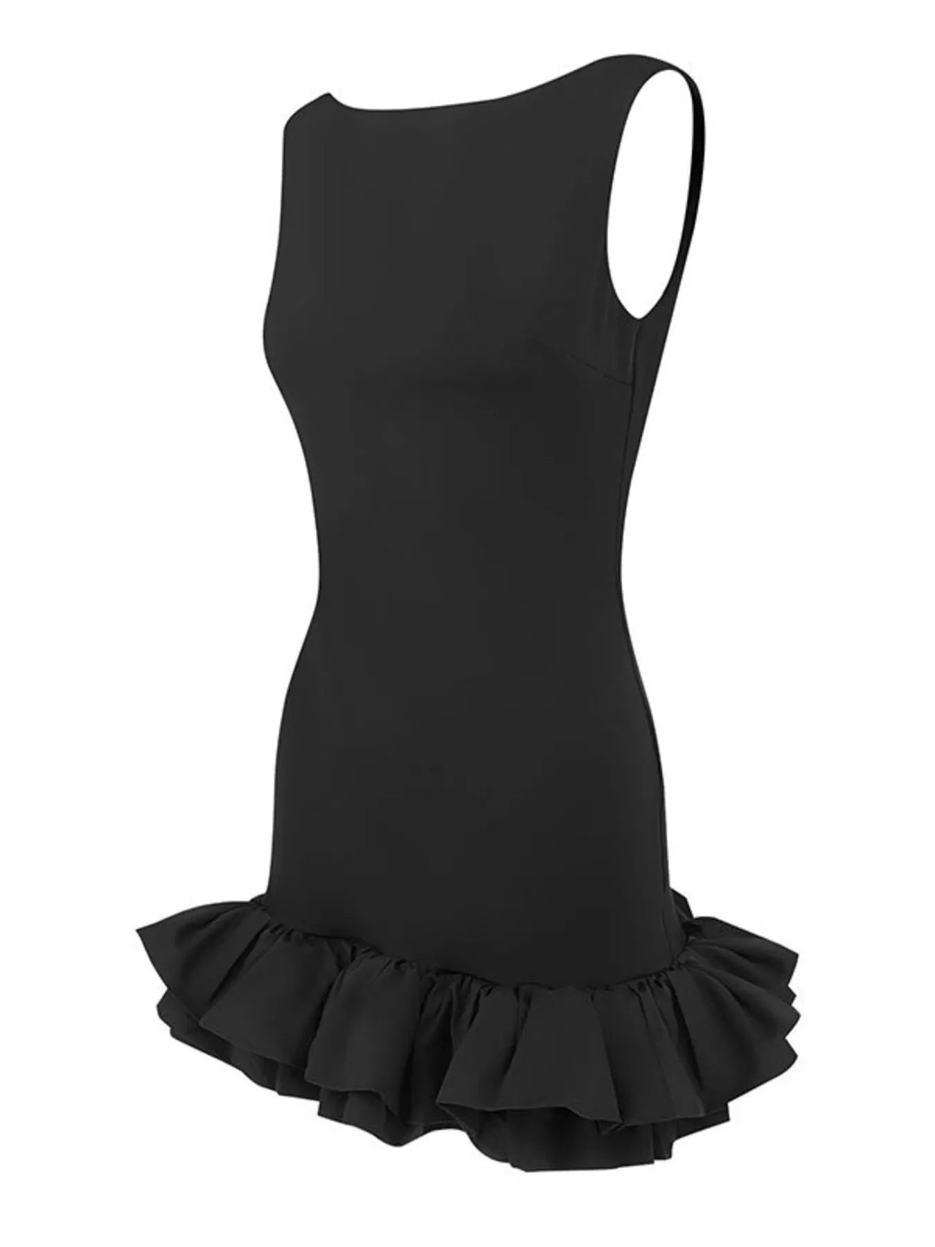Ruffle Hem Sleeveless Mini Dress - SuzRevera
