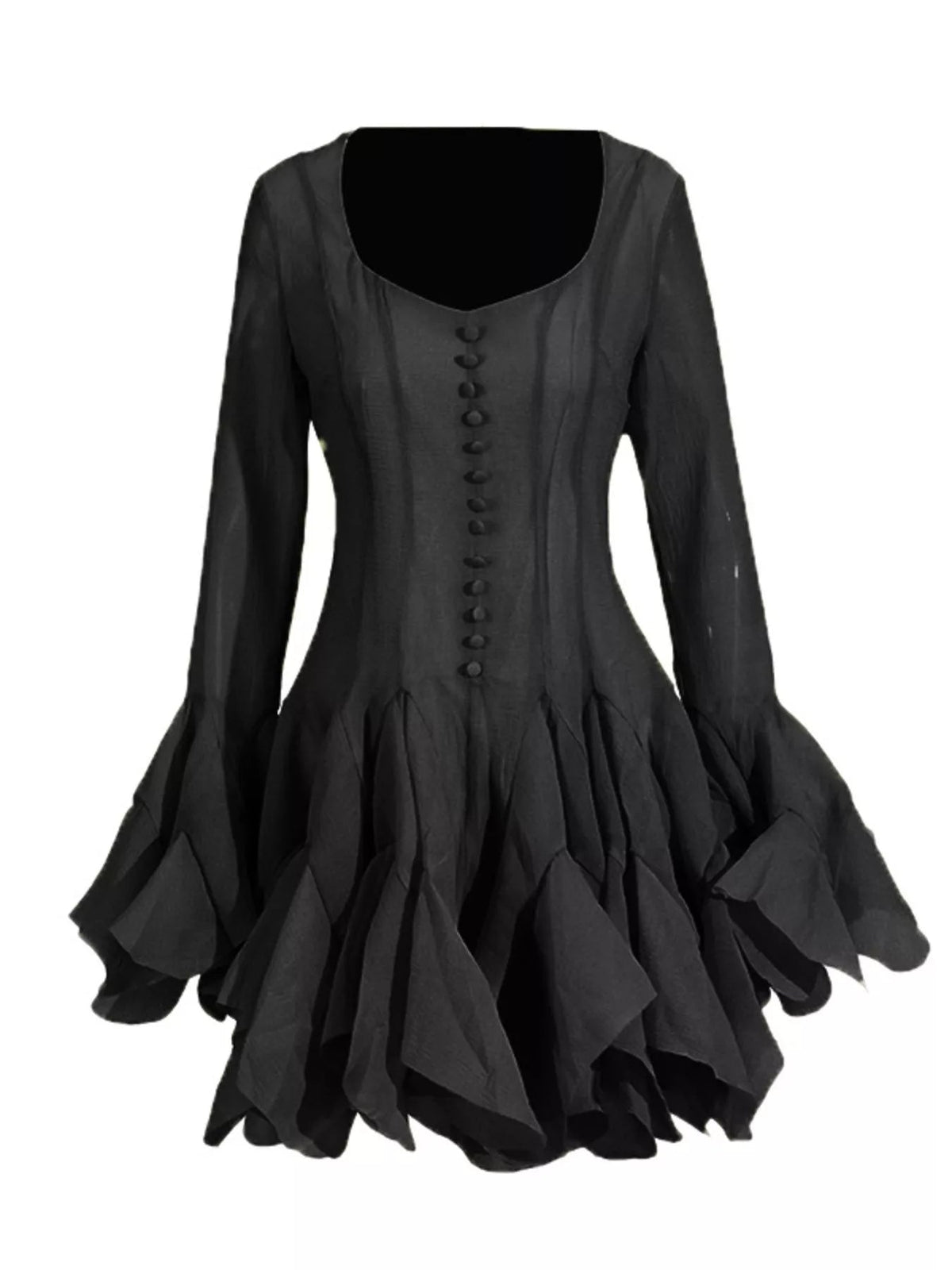 Ruffled Flare Sleeve Mini Dress - SuzRevera