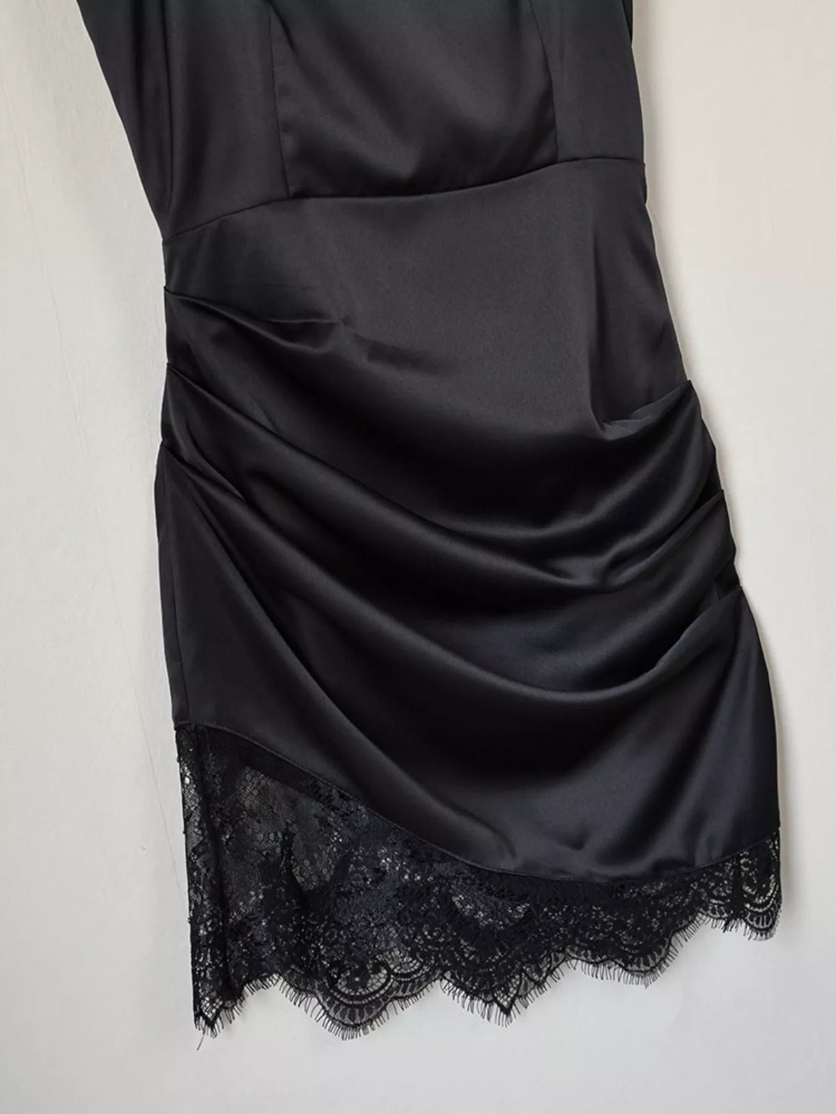 Satin Mini Dress with Lace Detachable Cape - SuzRevera