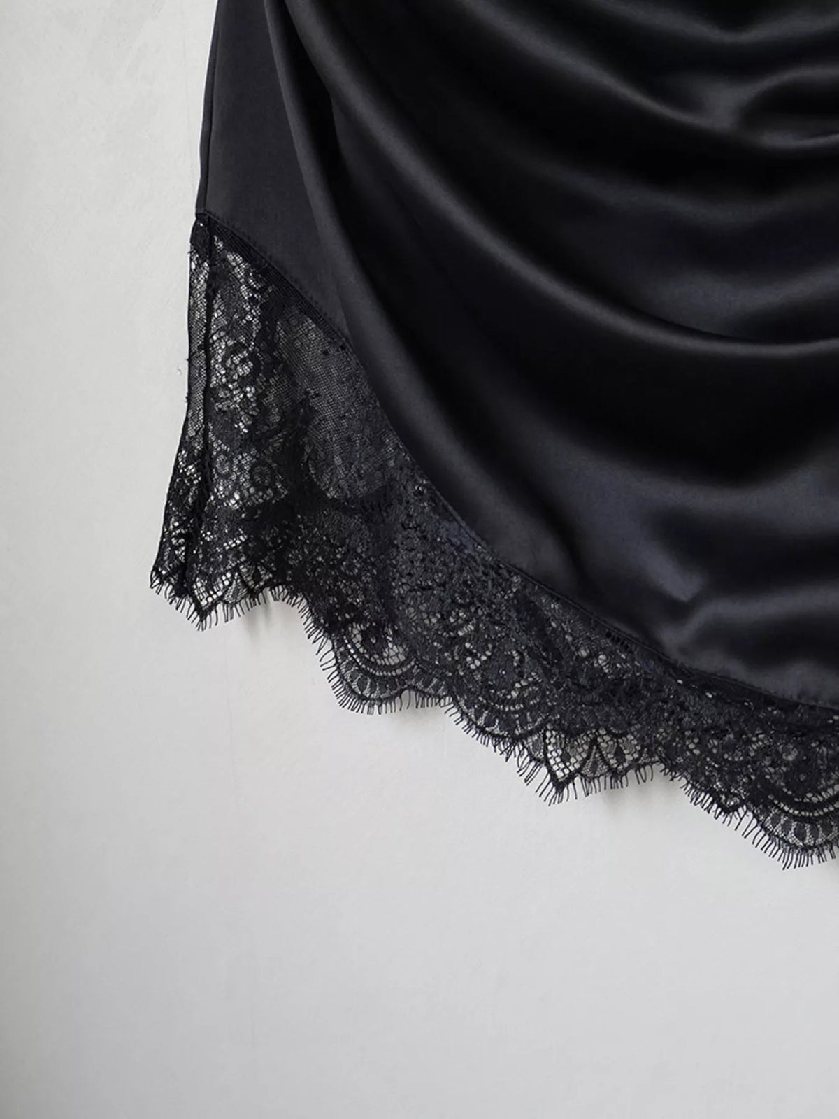 Satin Mini Dress with Lace Detachable Cape - SuzRevera