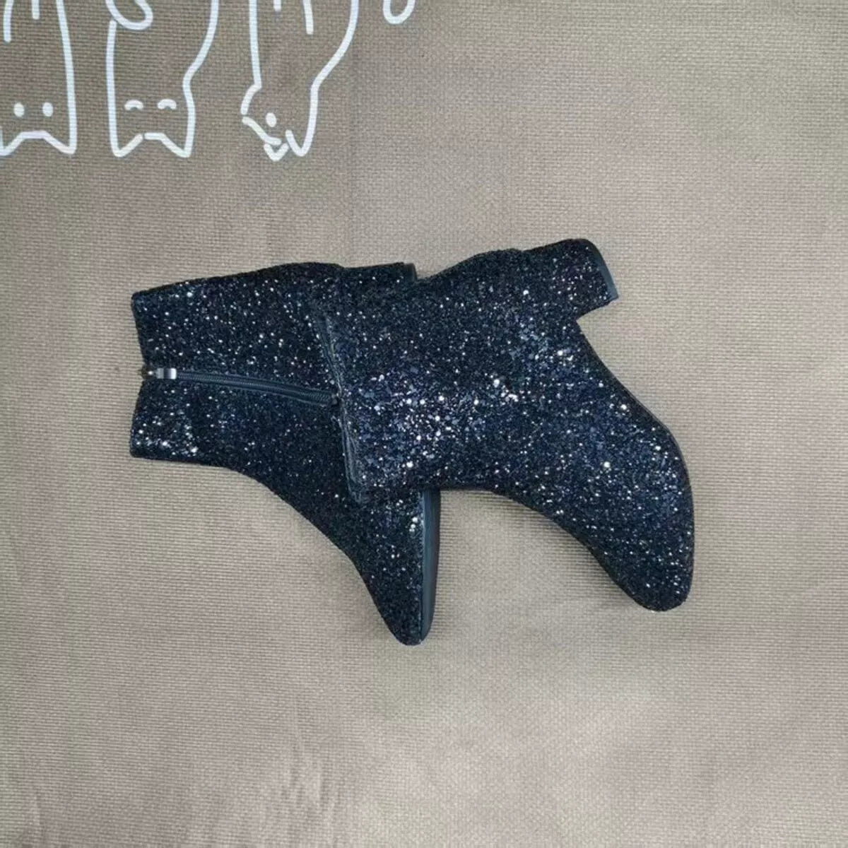 Sequin Block Heels Boots - SuzRevera