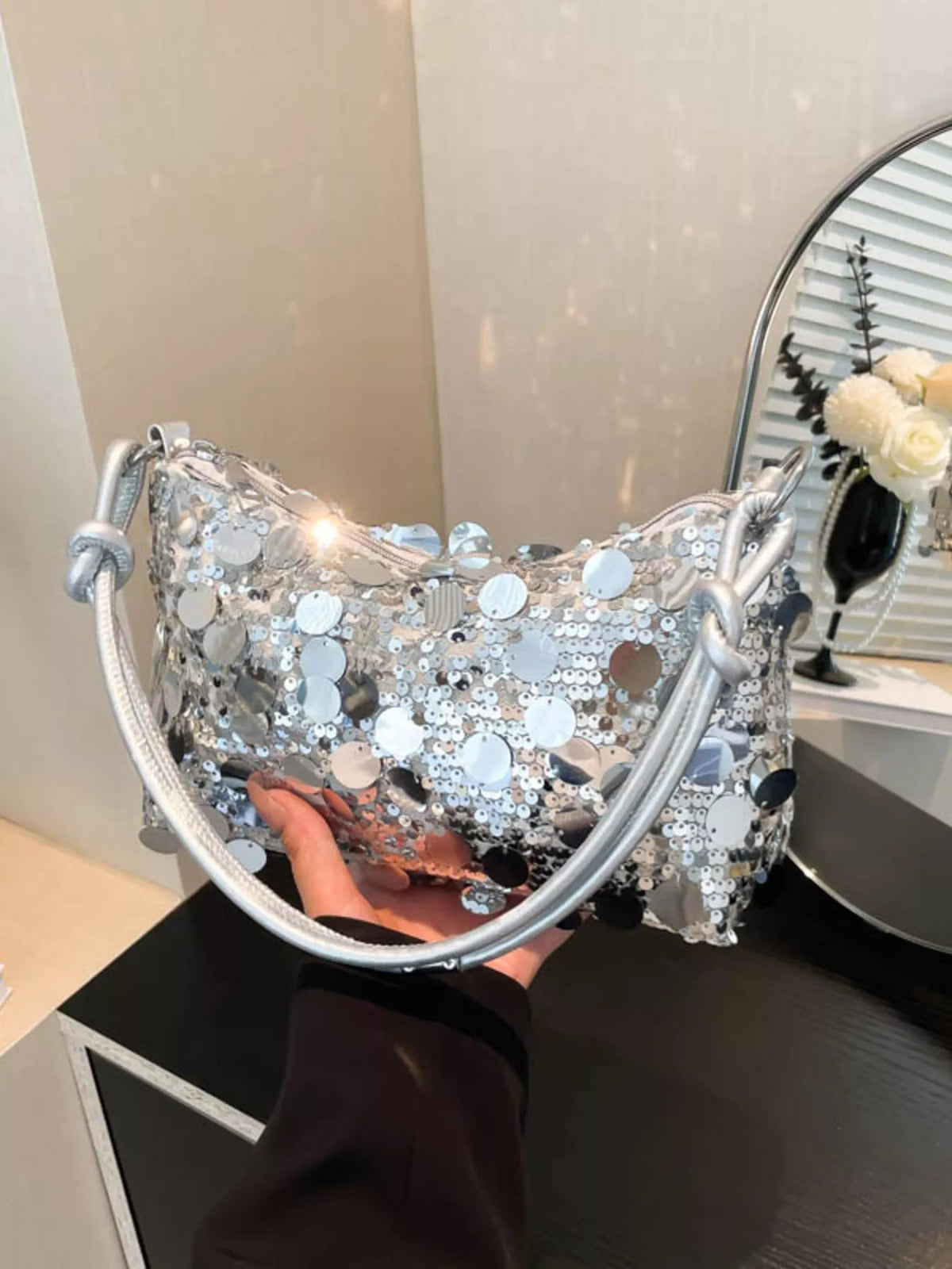 Sequin Embellished Shoulder Bag - SuzRevera