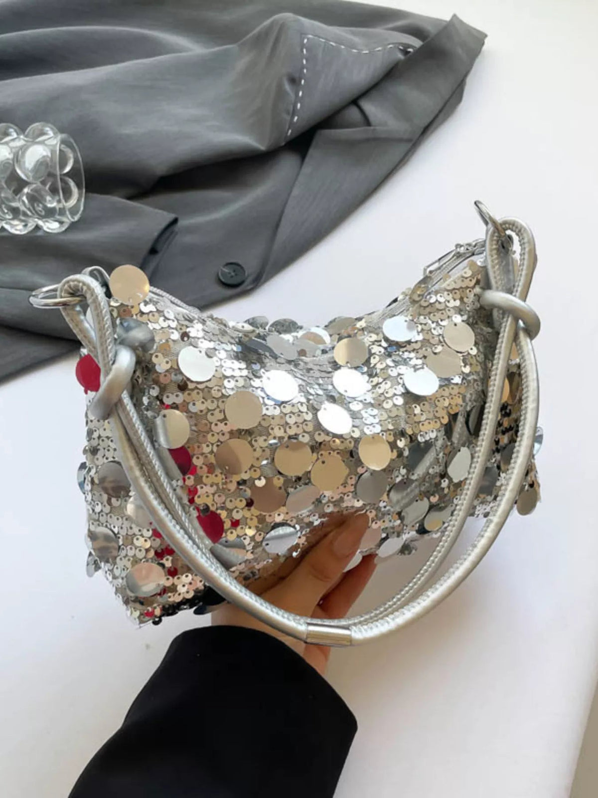 Sequin Embellished Shoulder Bag - SuzRevera