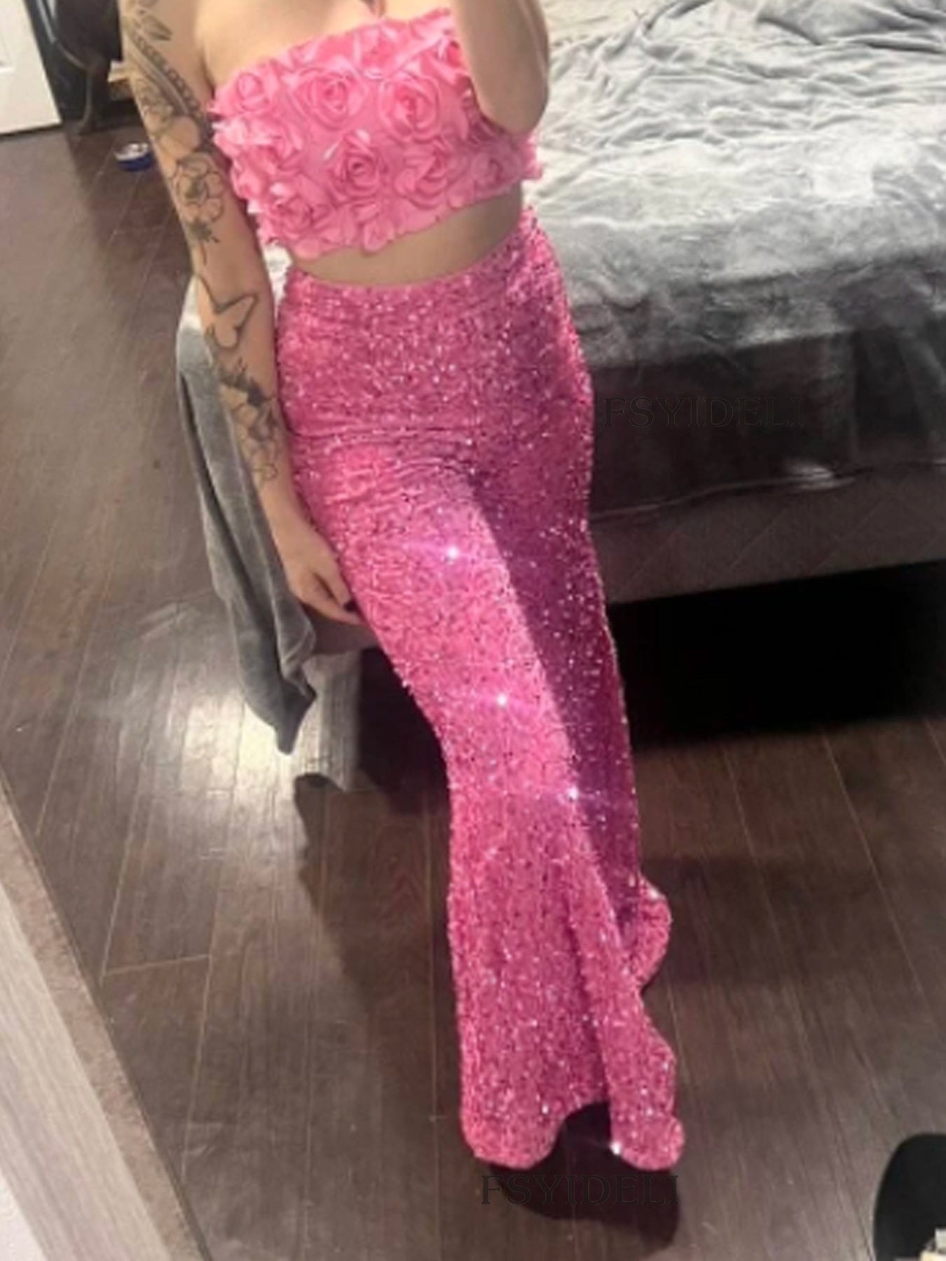 Sequin Embellished Wide Leg Pants - SuzRevera