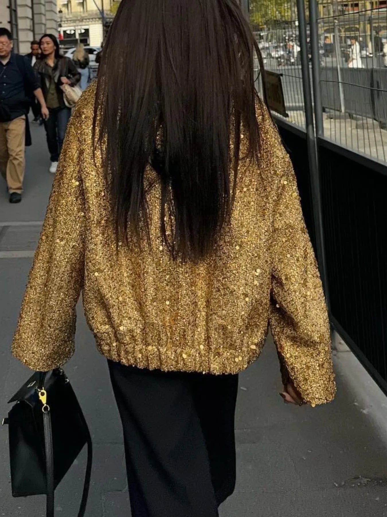 Sequin Long Sleeve Jacket with Pockets - SuzRevera