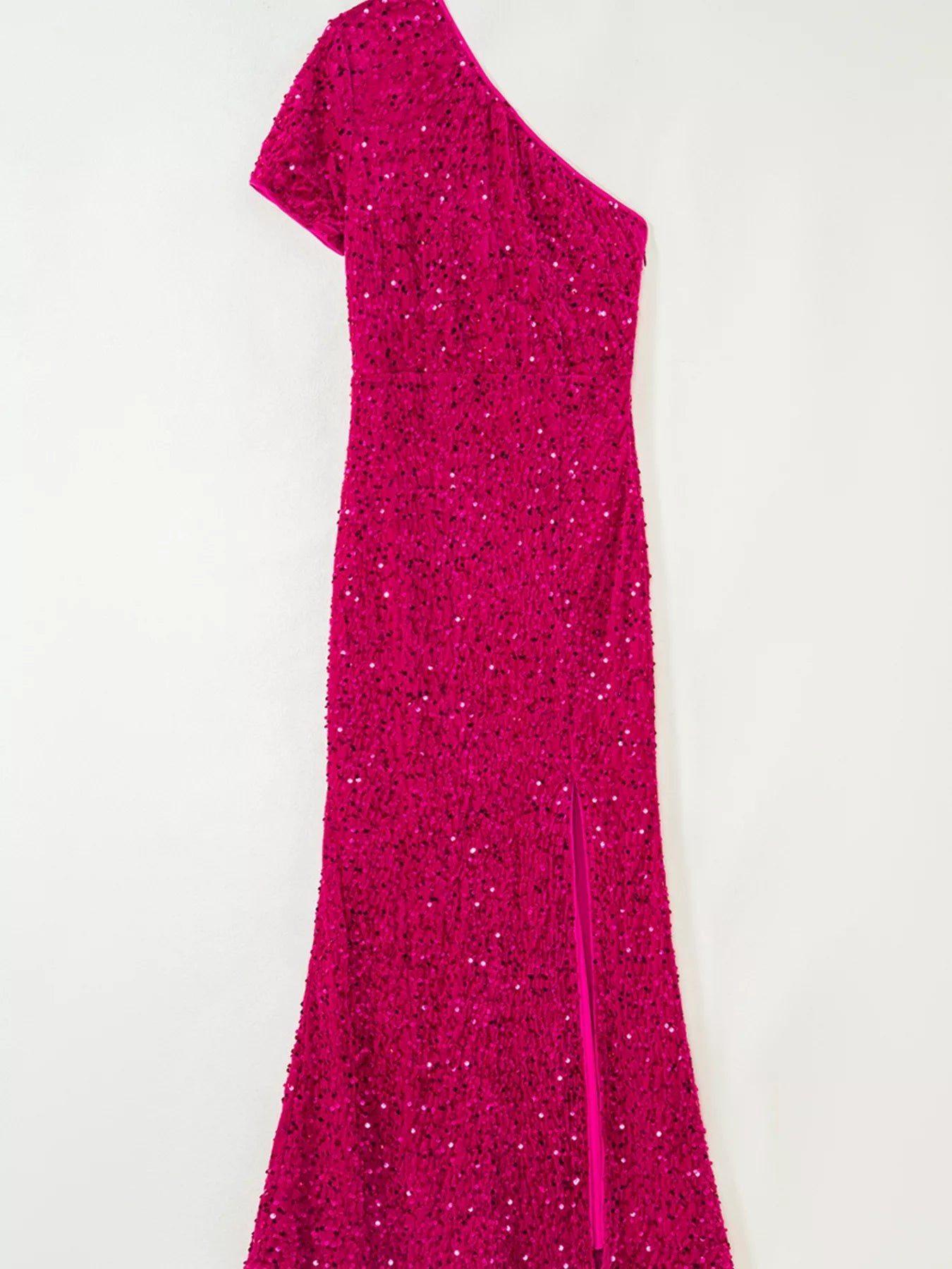 Sequin One-Shoulder Dress with High Slit - SuzRevera