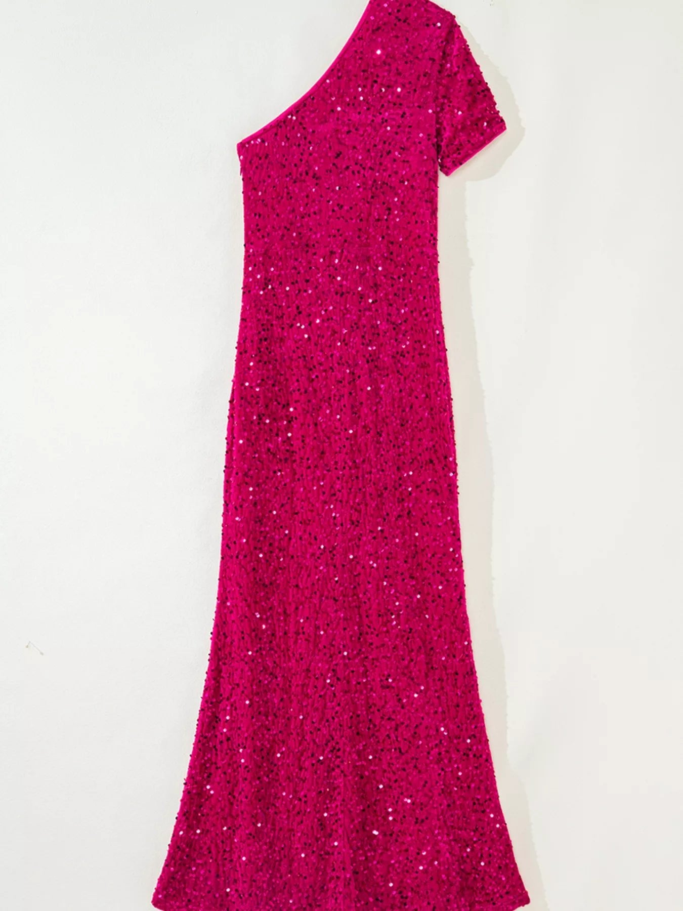 Sequin One-Shoulder Dress with High Slit - SuzRevera