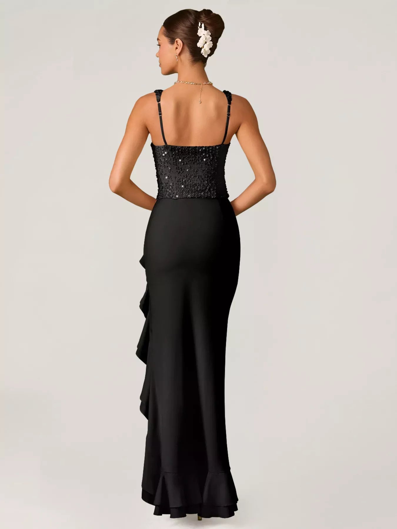 Sequin Ruffle Hem Maxi Dress - SuzRevera