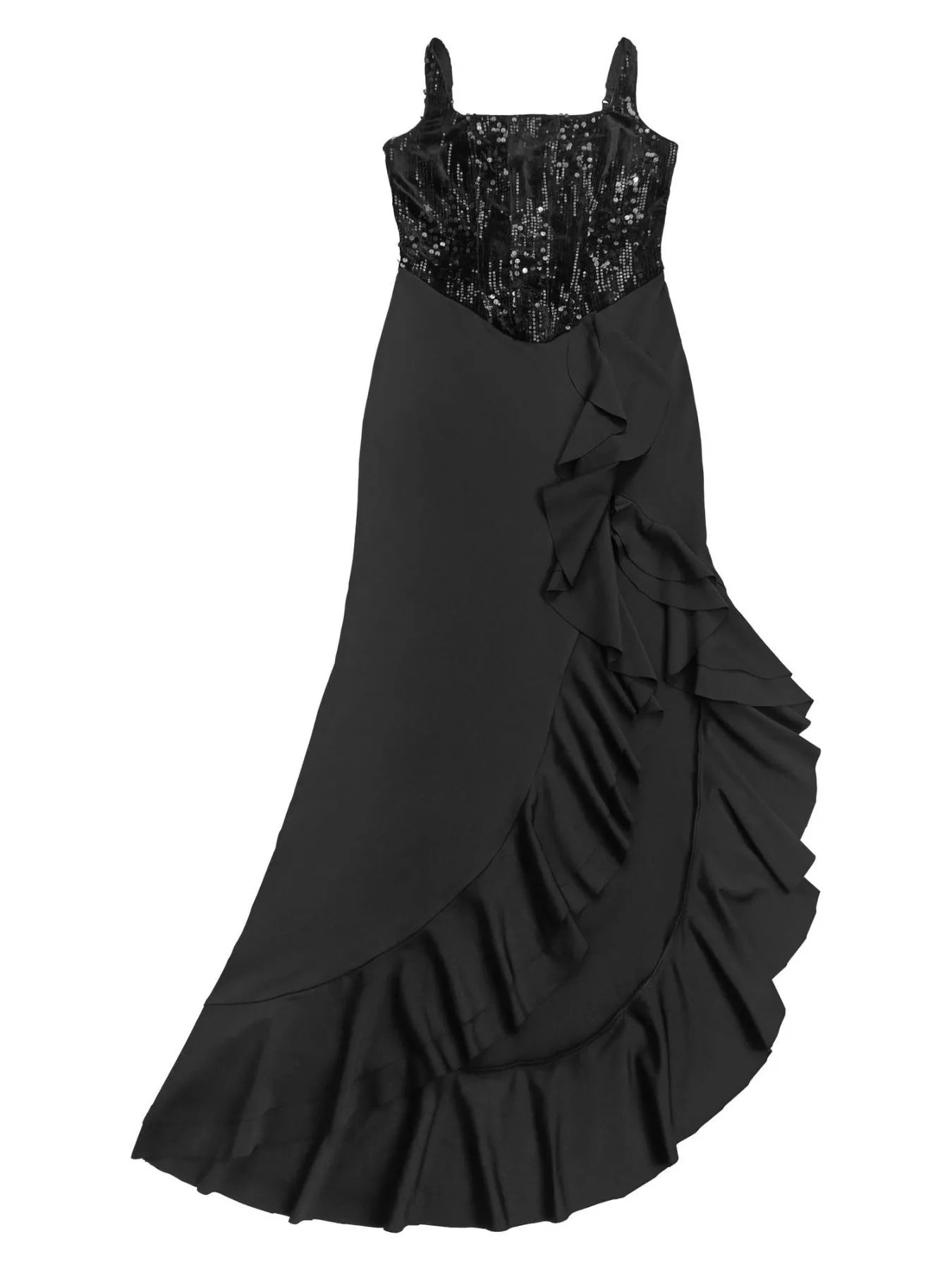 Sequin Ruffle Hem Maxi Dress - SuzRevera