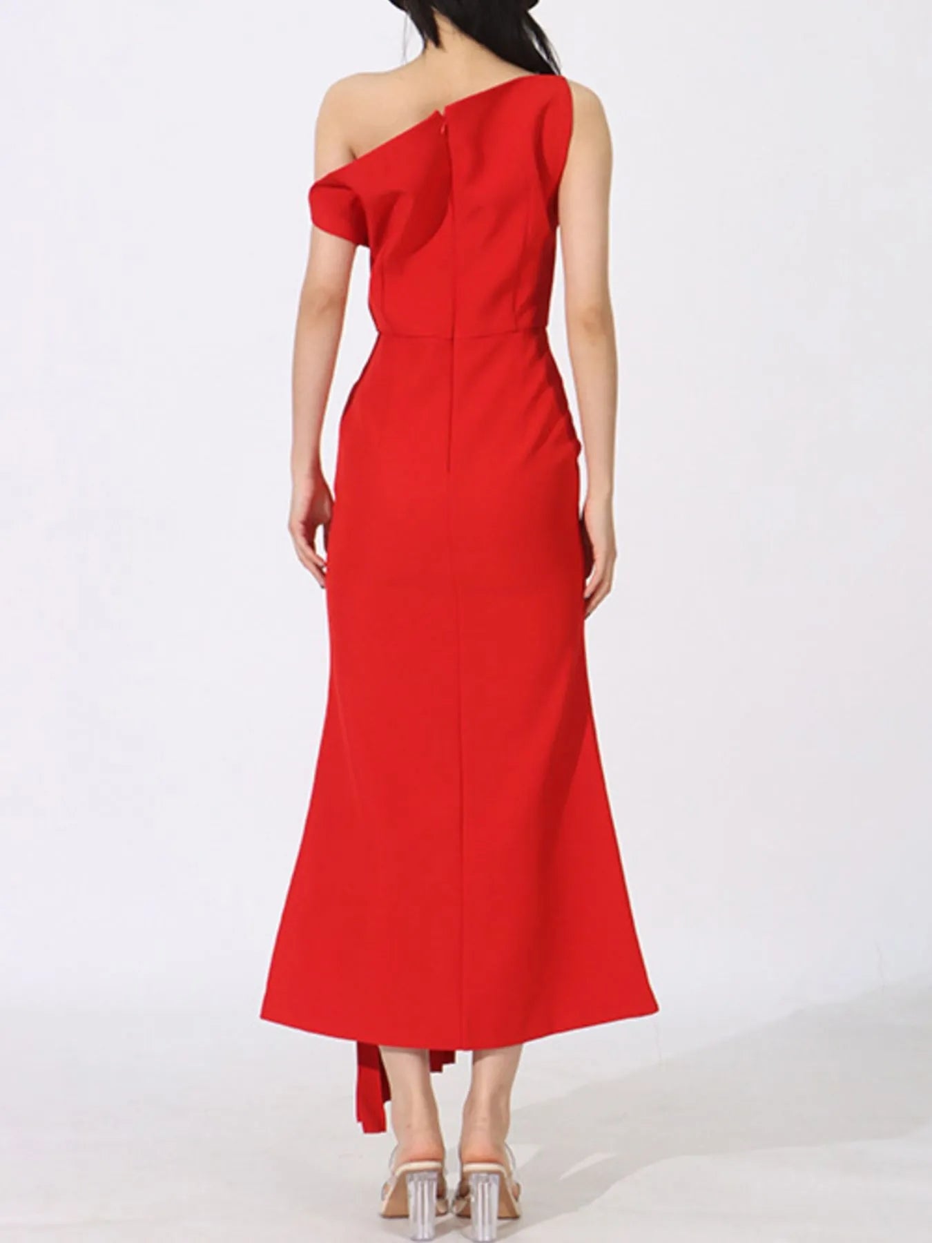 Single Shoulder Pleated Dress - SuzRevera