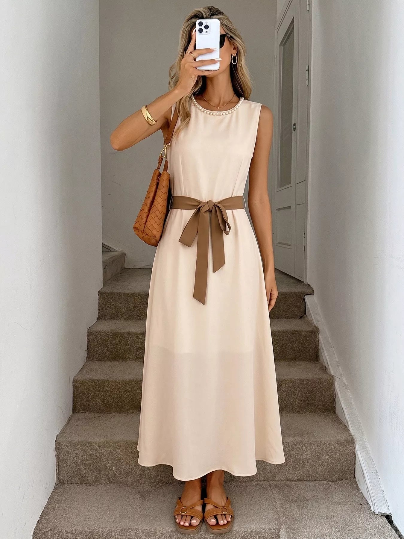 Sleeveless A-Line Midi Dress - SuzRevera