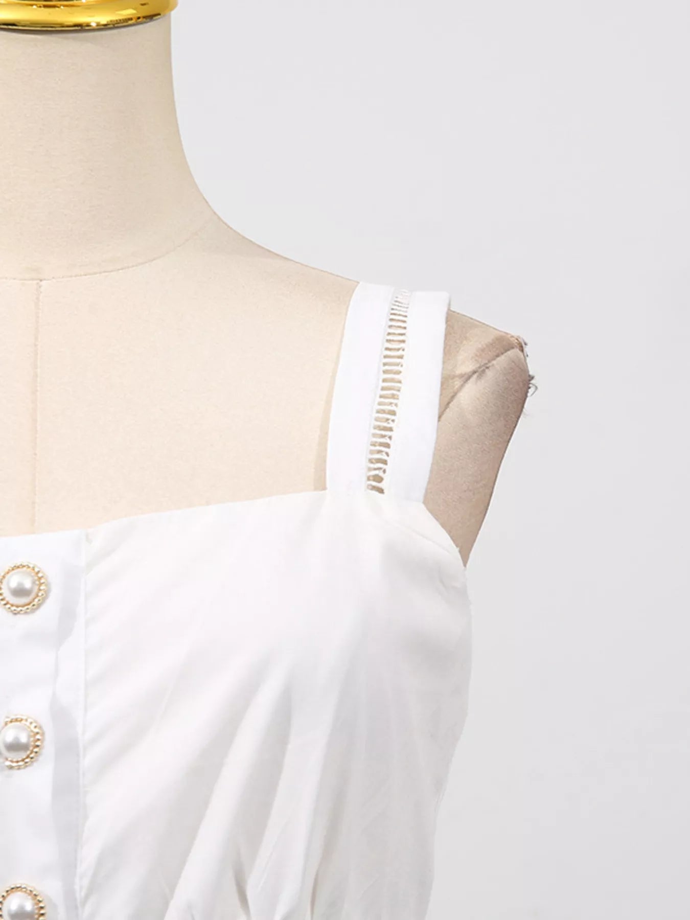 Sleeveless Eyelet Embroidered Button - Down Midi Dress - SuzRevera