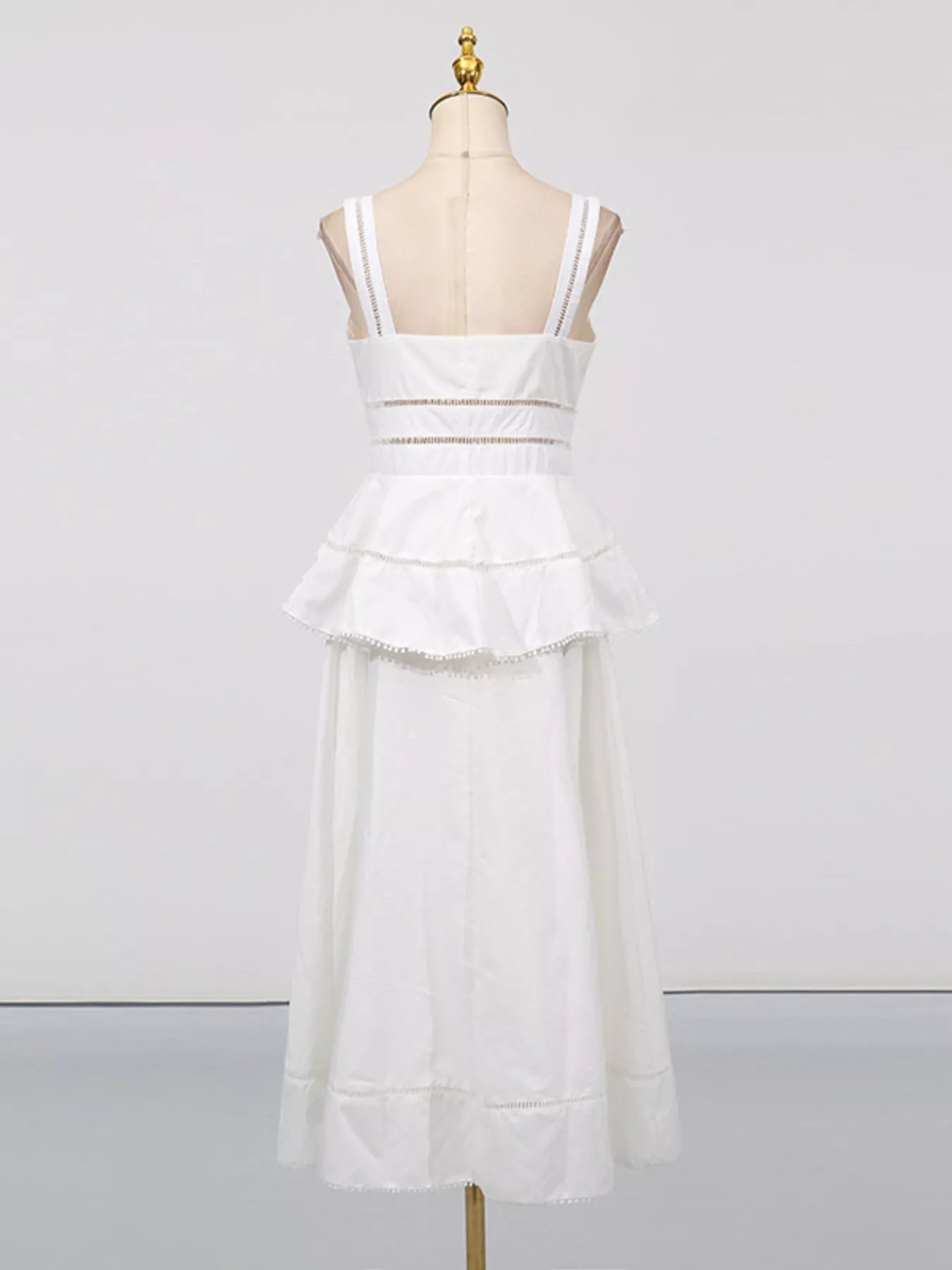 Sleeveless Eyelet Embroidered Button - Down Midi Dress - SuzRevera
