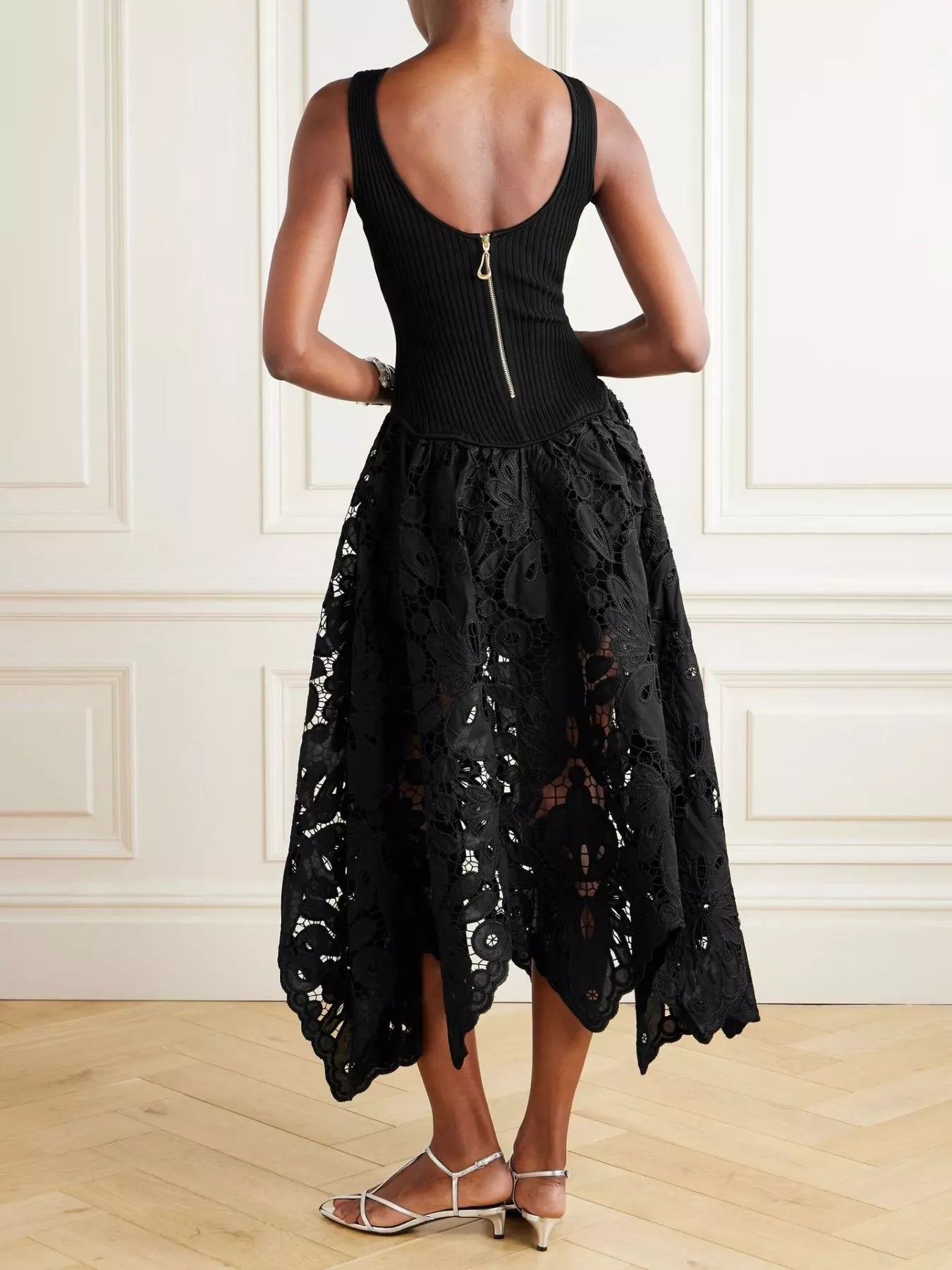 Sleeveless Ribbed Crochet Midi Dress - SuzRevera