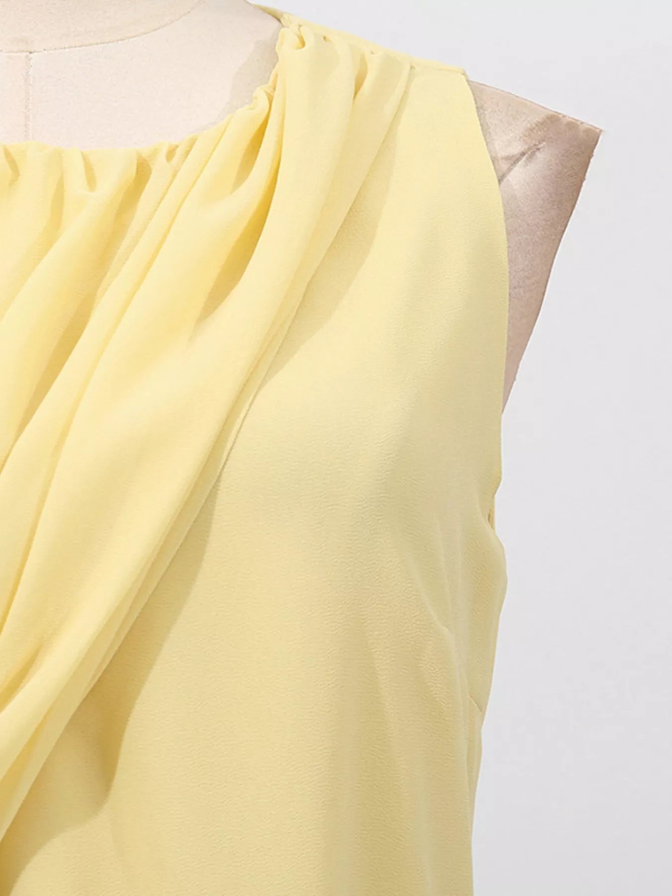 Sleeveless Ruched High-Slit Maxi Dress - SuzRevera