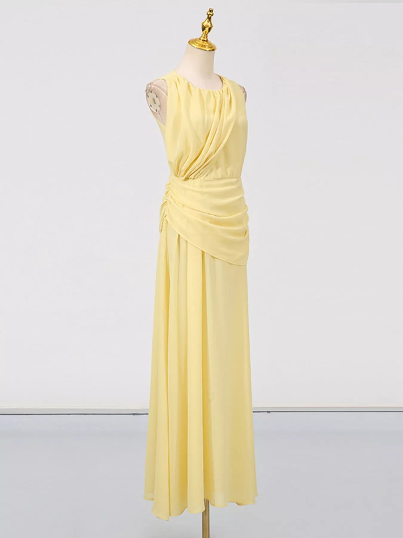 Sleeveless Ruched High-Slit Maxi Dress - SuzRevera