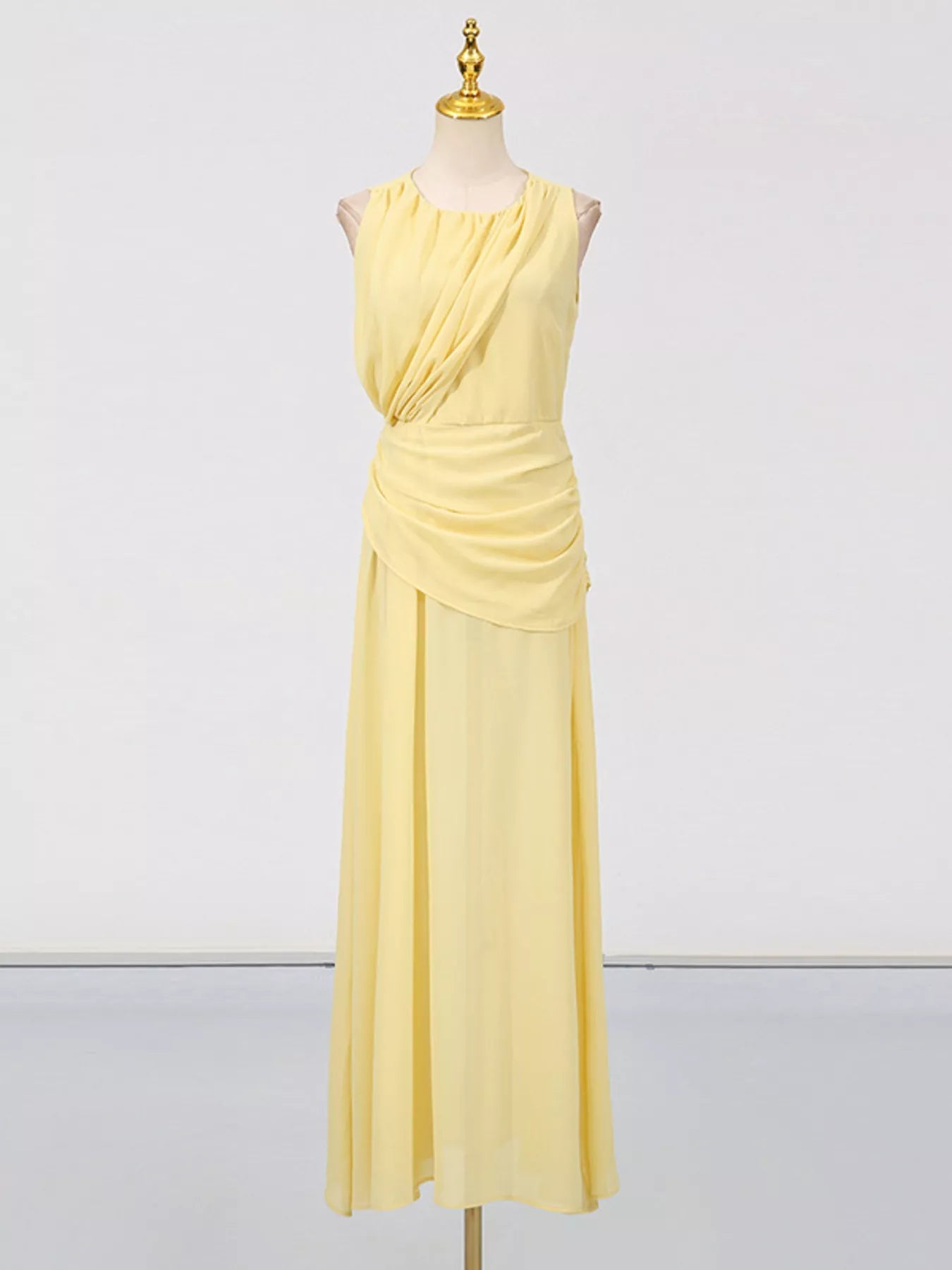 Sleeveless Ruched High-Slit Maxi Dress - SuzRevera
