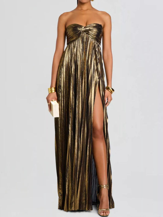 Split Sweetheart Neck Tube Maxi Dress - SuzRevera