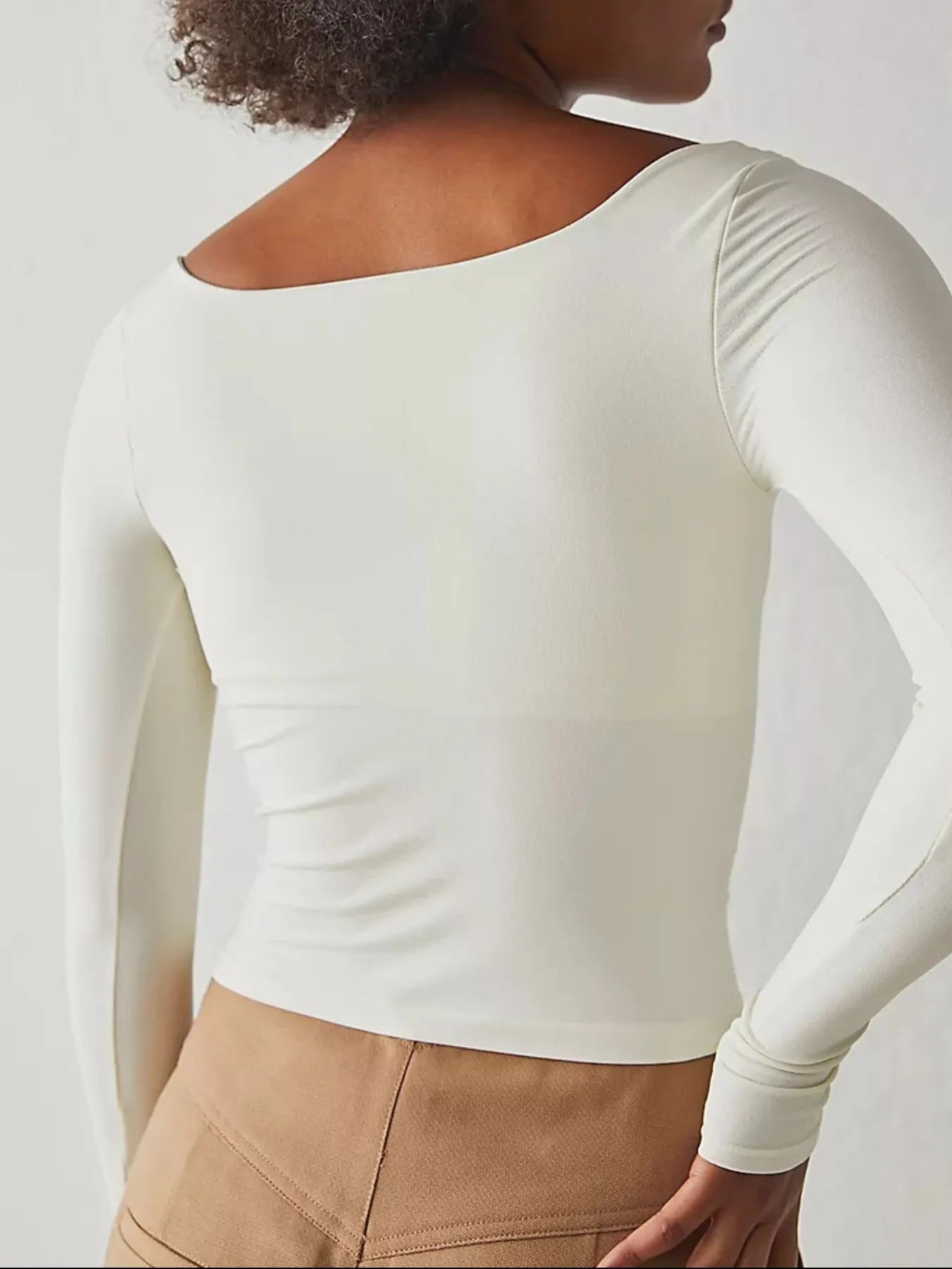 Square Neck Fitted Long Sleeve T-Shirt - SuzRevera